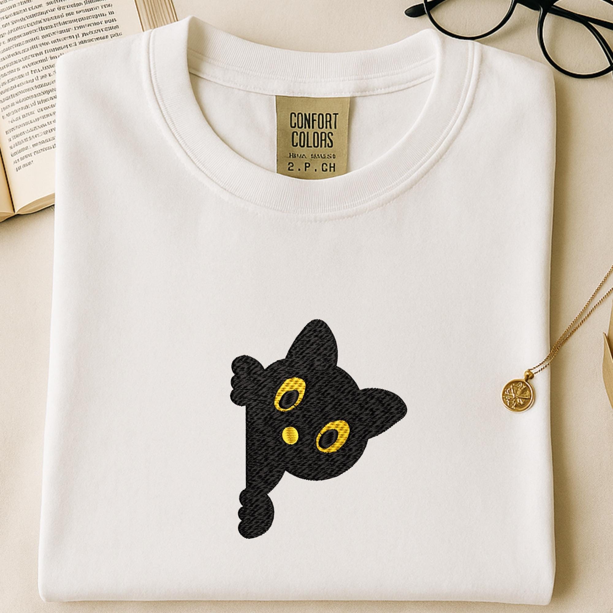Peeking Black Cat Embroidery Design mockup preview 3