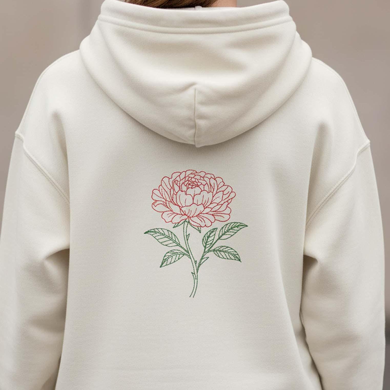 Peony Outline Machine Embroidery Design main preview
