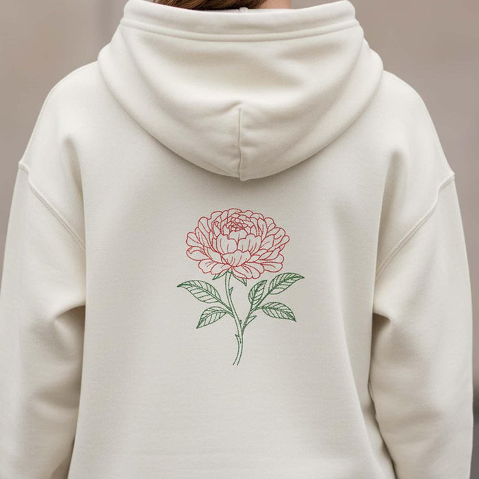 Peony Outline Machine Embroidery Design main preview