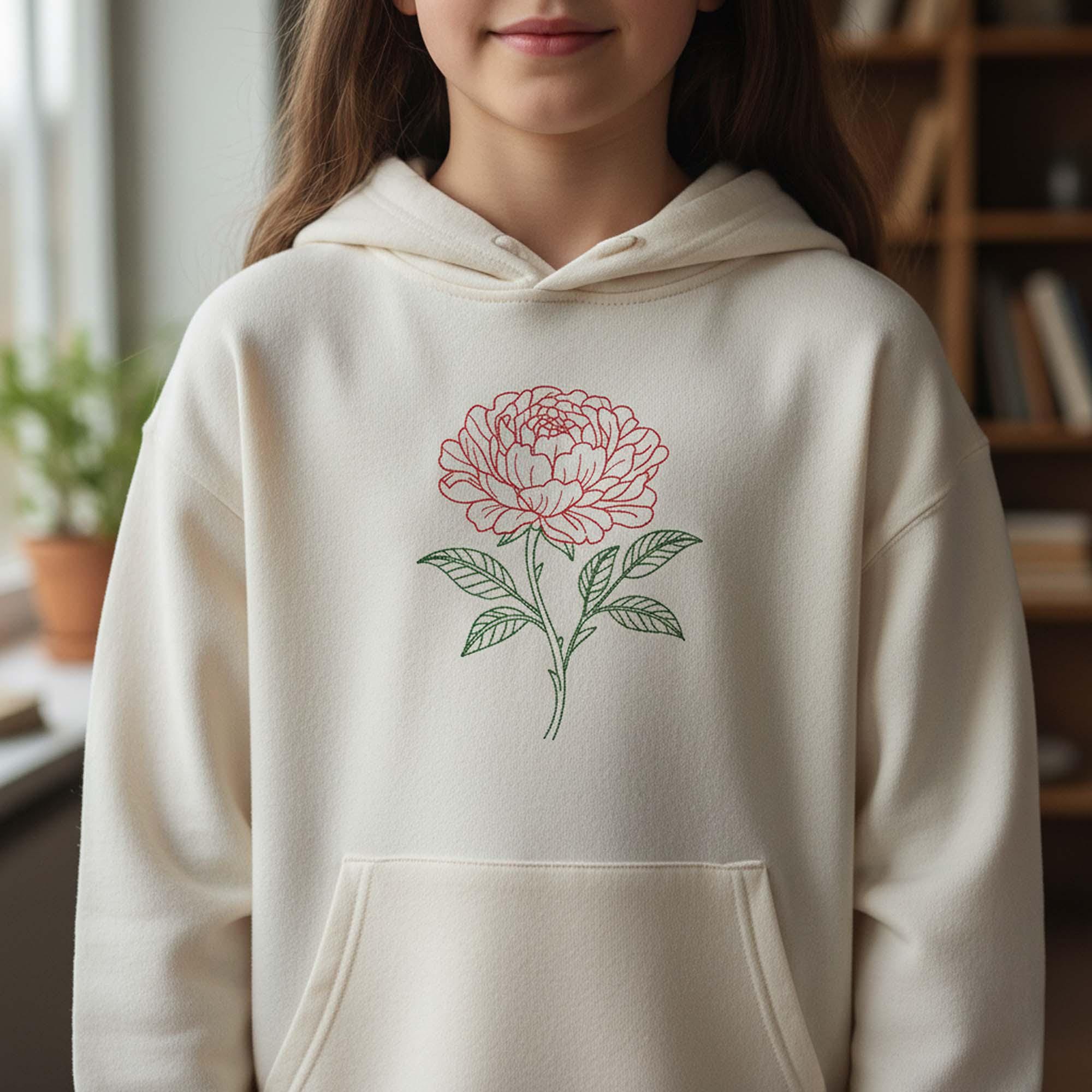 Peony Outline Machine Embroidery Design mockup preview 3