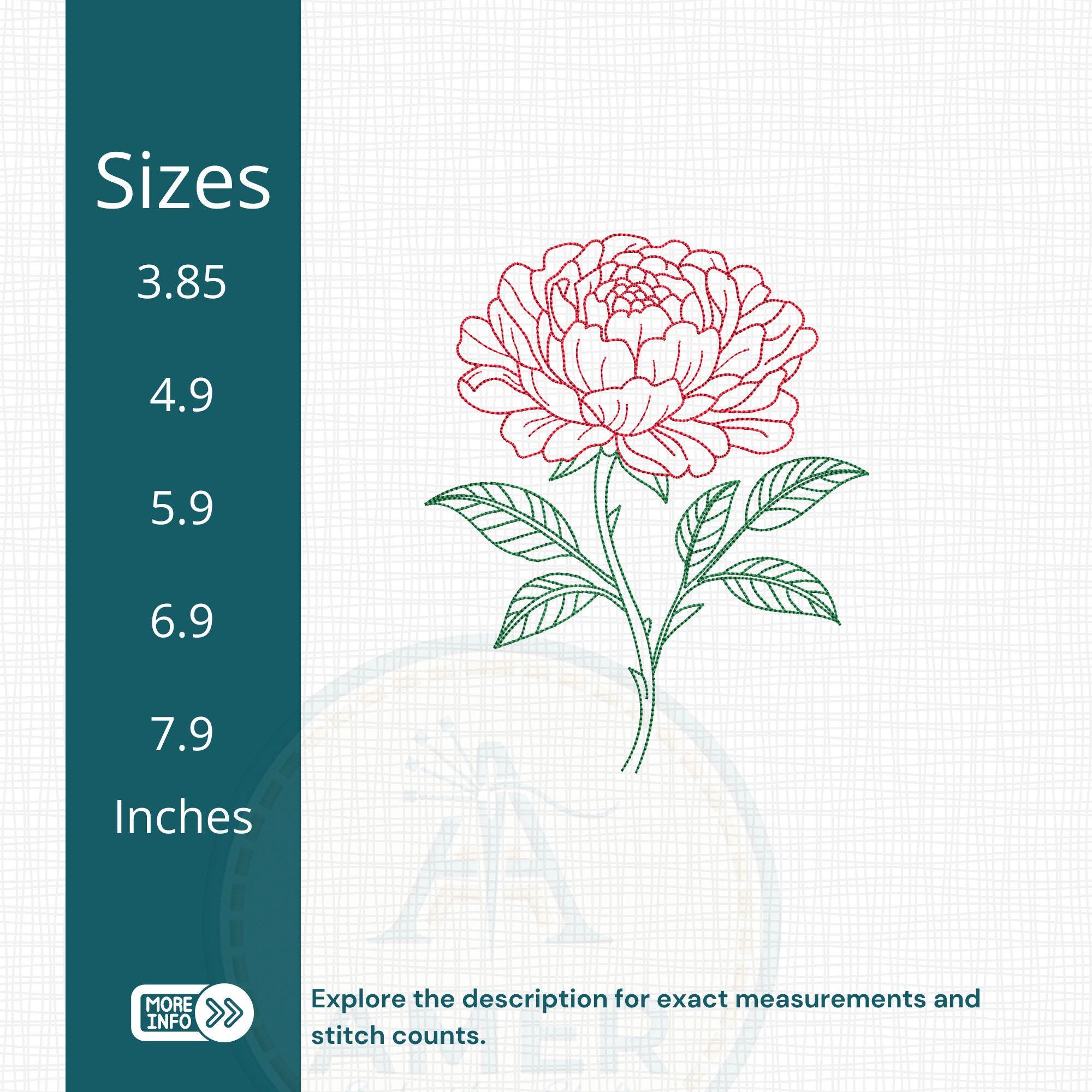 Peony Outline Machine Embroidery Design mockup preview 7