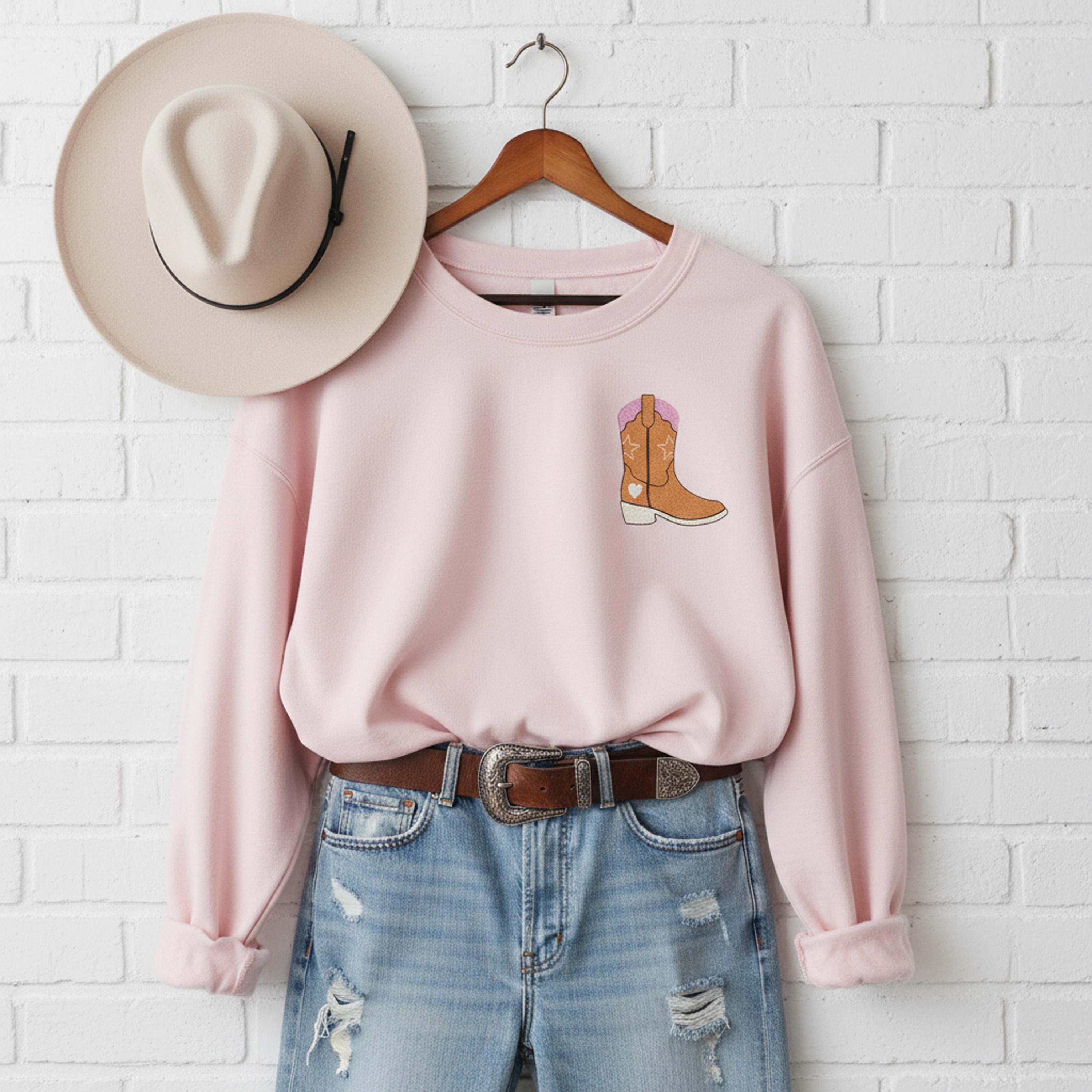 size chart for Pink Cowgirl Boot Machine Embroidery Design