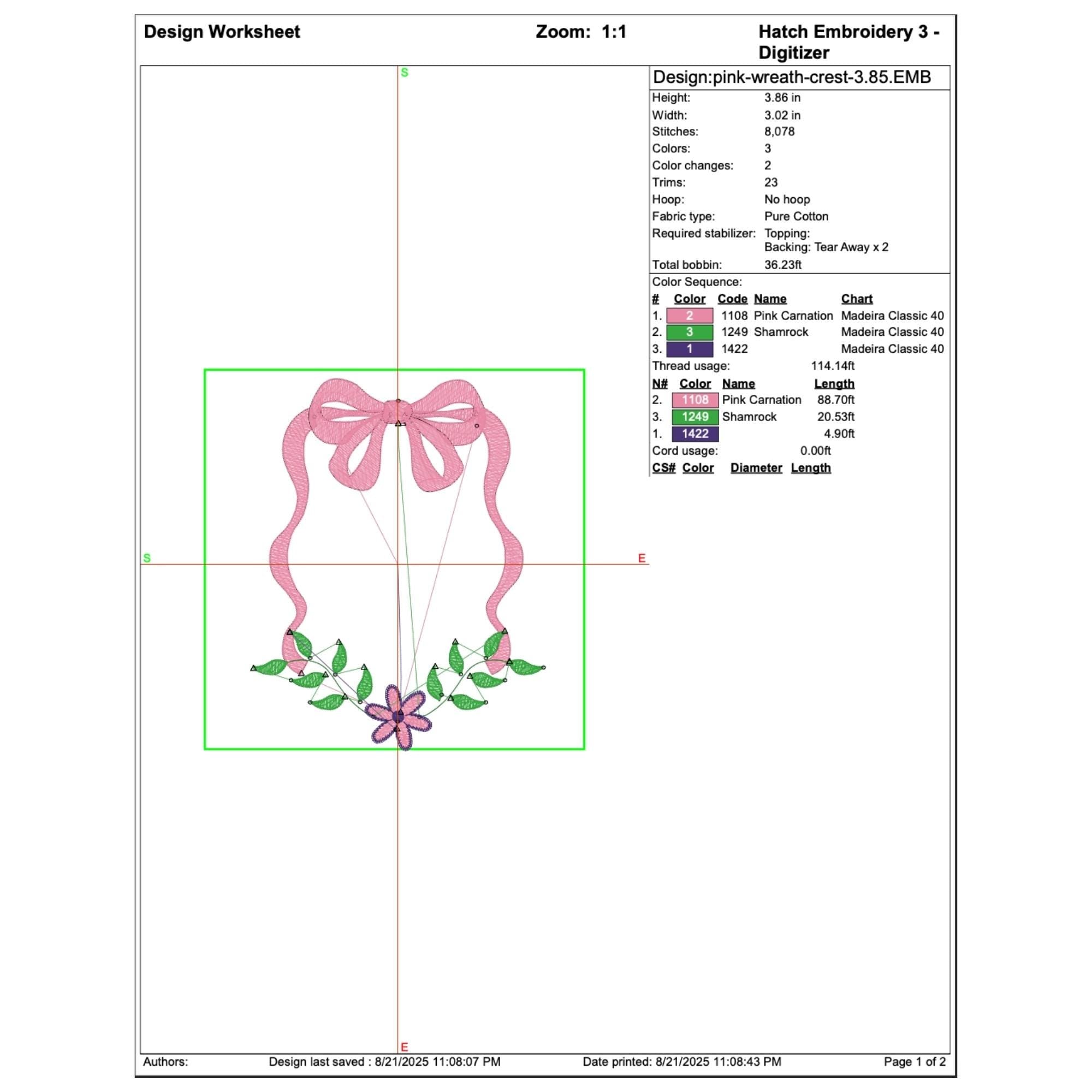 Pink Floral Crest Bow Monogram Machine Embroidery Design mockup preview 2