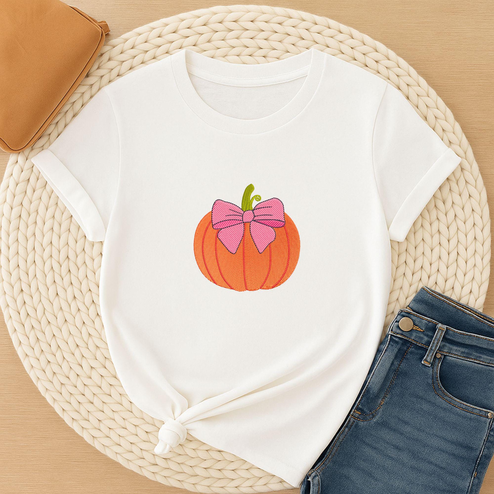 Pumpkin with Pink Bow MaEhine mbroidery Design main preview