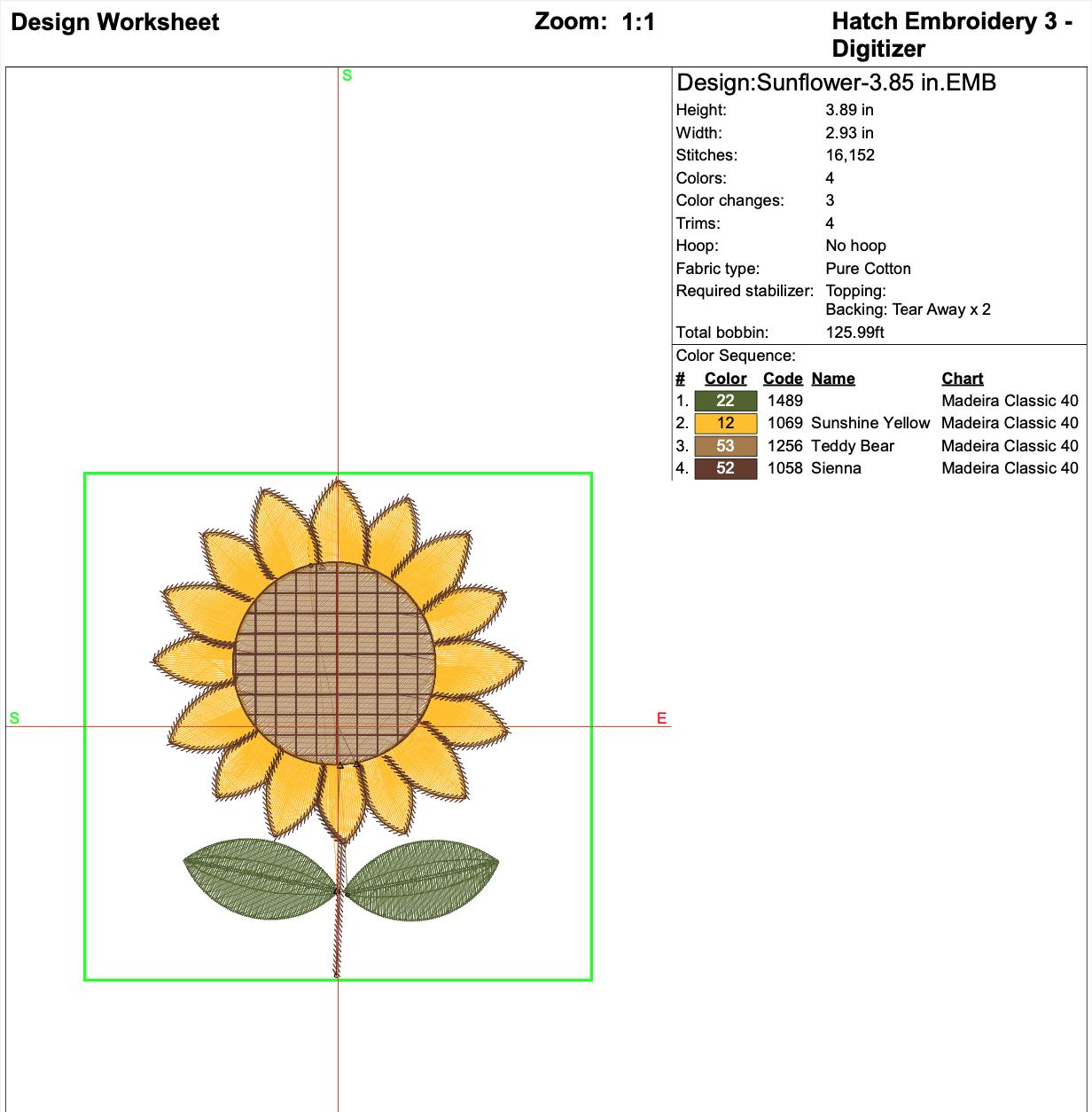 Realistic Sunflower Machine Embroidery Design mockup preview 9