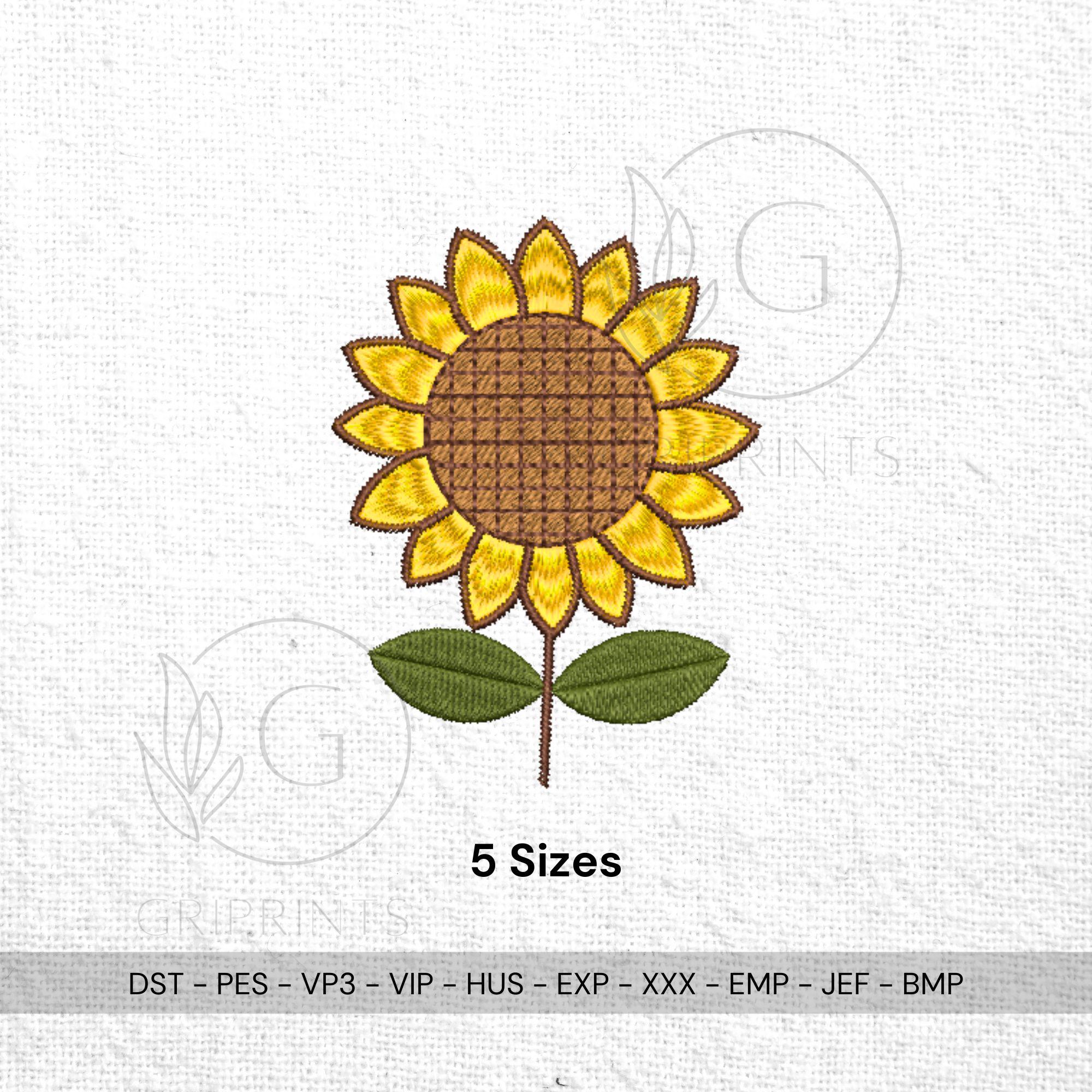 size chart for Realistic Sunflower Machine Embroidery Design