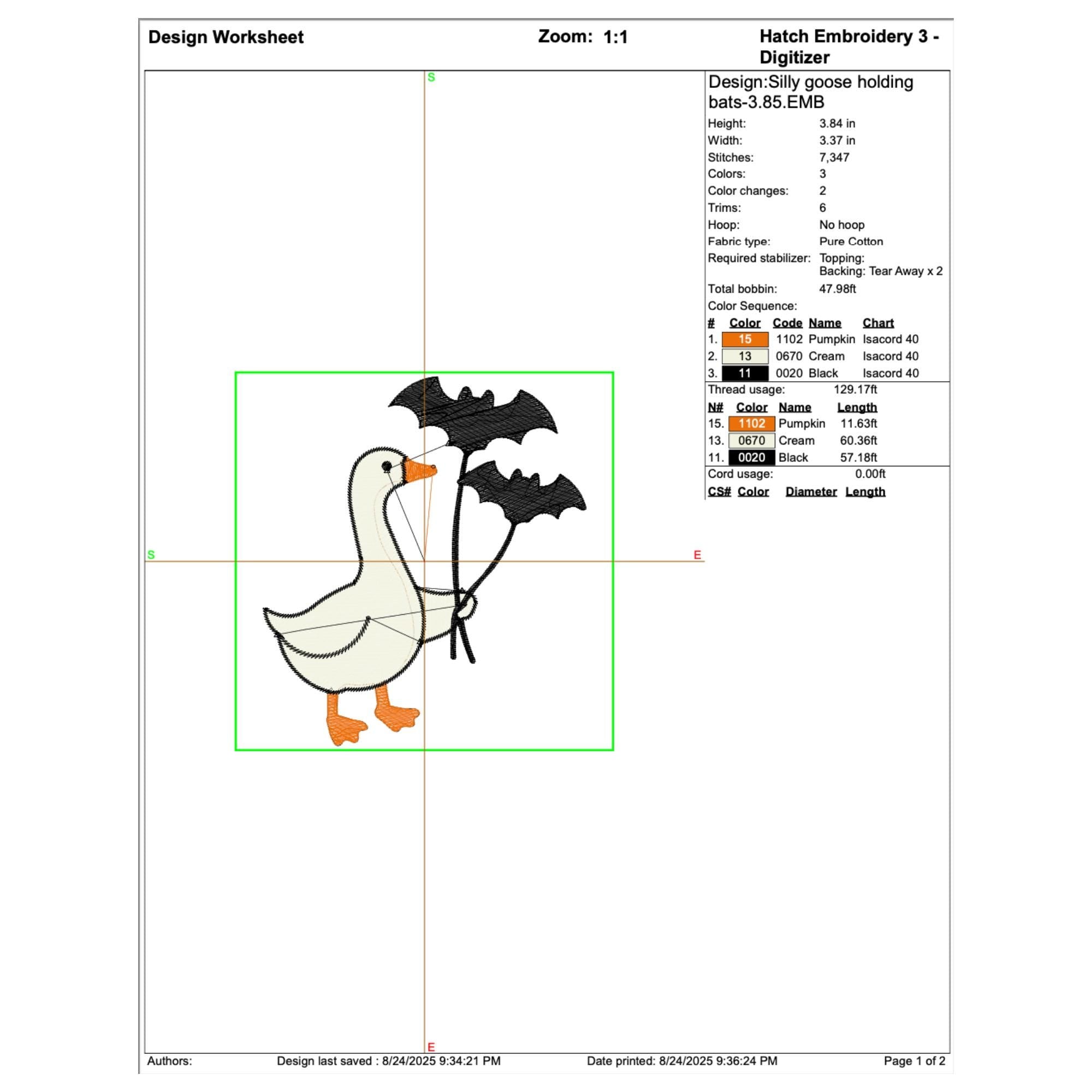 Silly Goose Bat Halloween Embroidery mockup preview 7