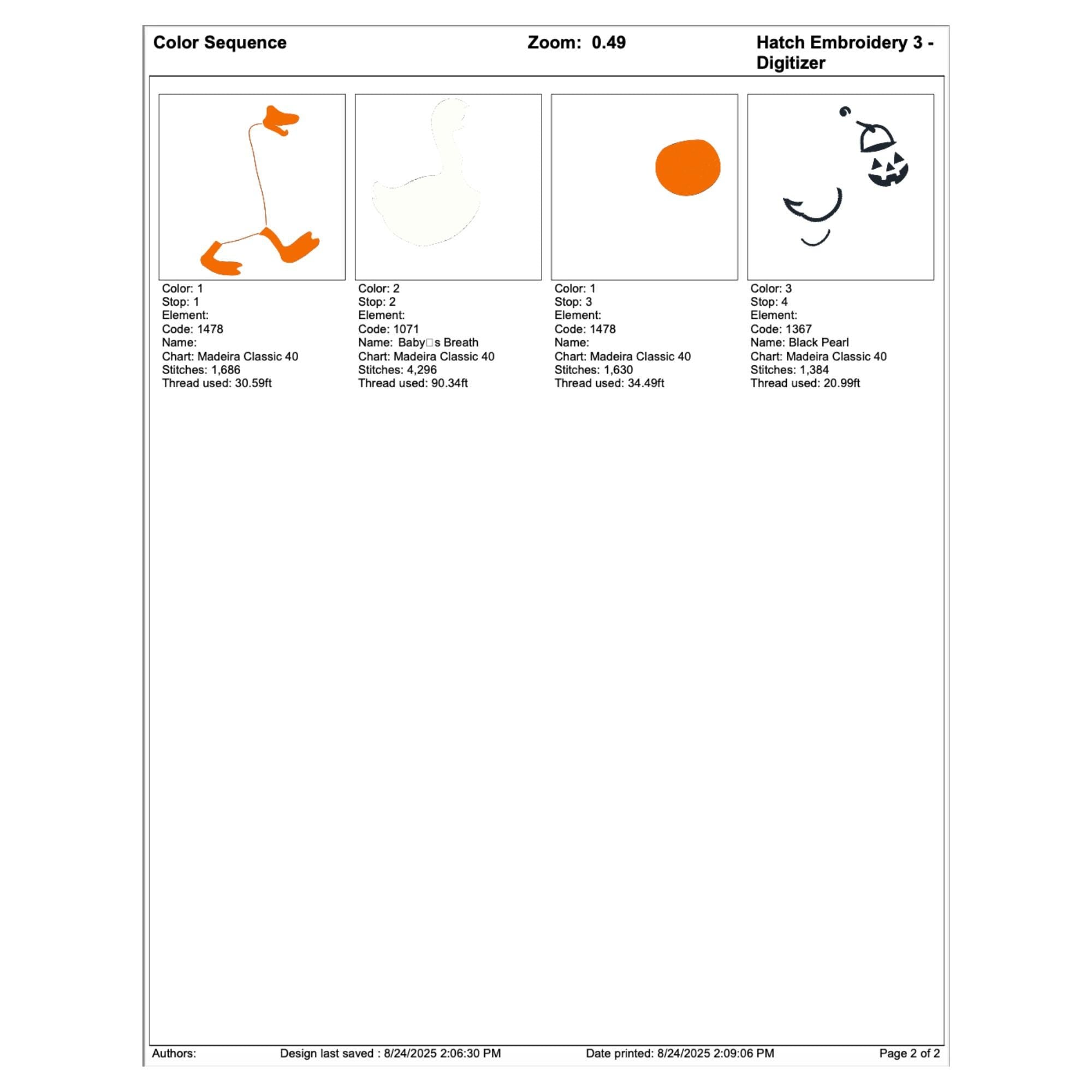 Silly Goose Pumpkin Halloween Embroidery worksheet