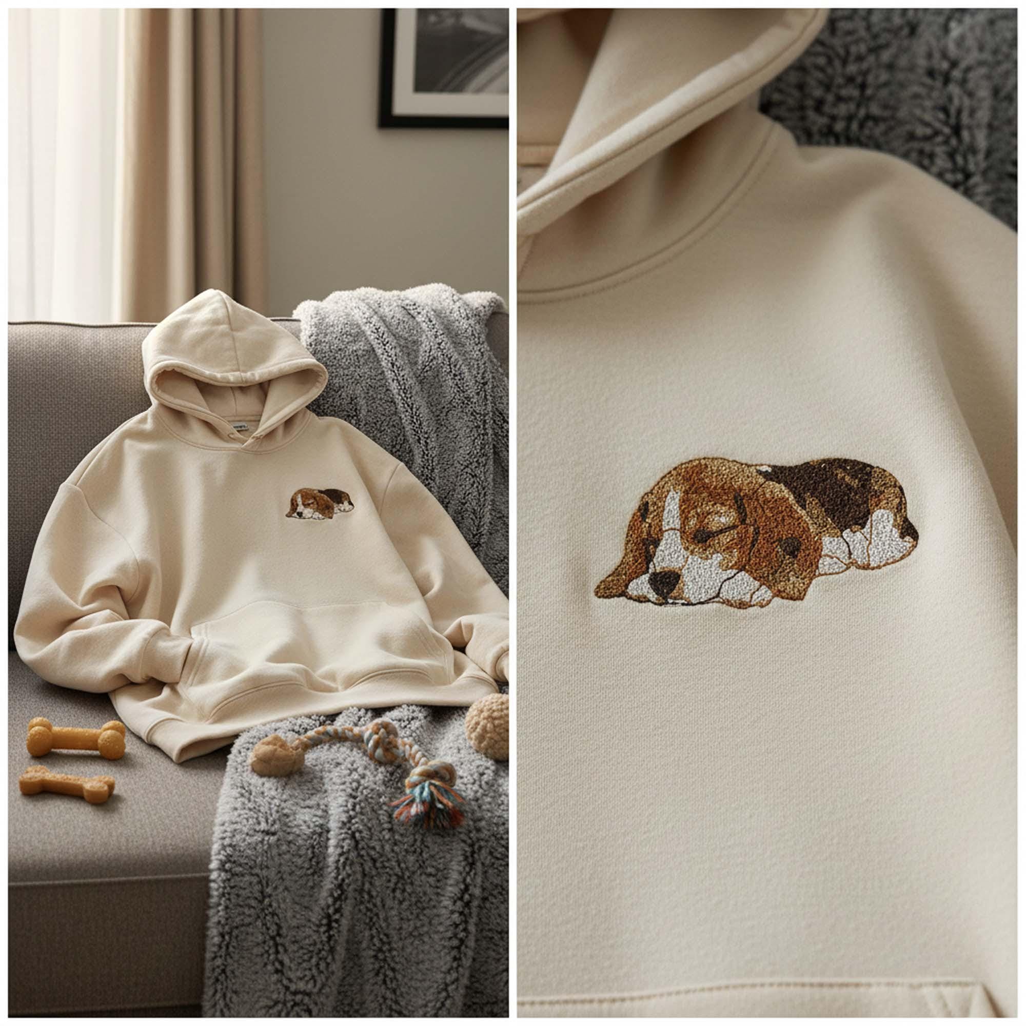 Sleeping Beagle Puppy Machine Embroidery Design main preview