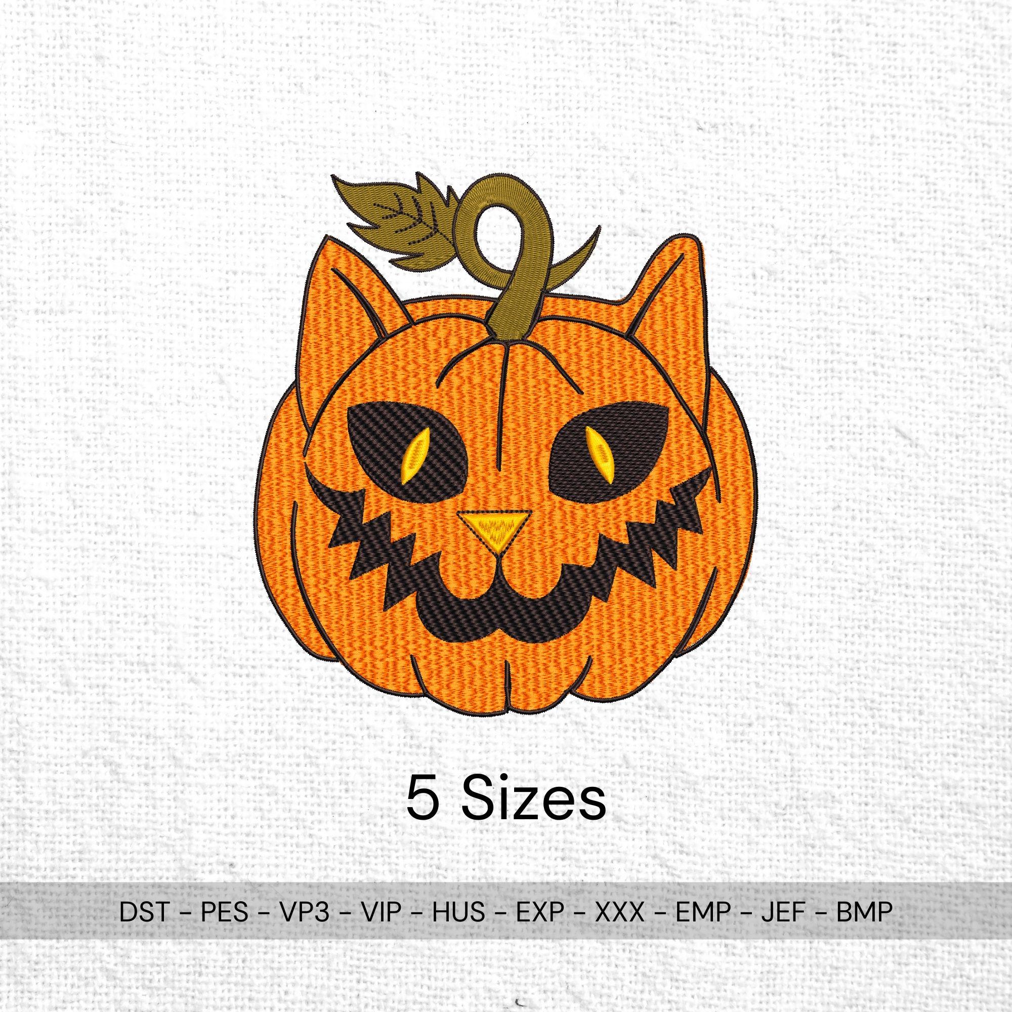 Spooky Pumpkin Cat Halloween Embroidery Design mockup preview 2