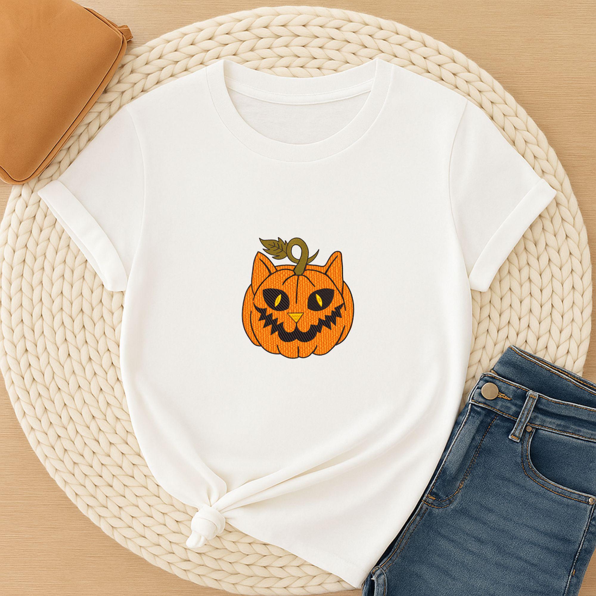 Spooky Pumpkin Cat Halloween Embroidery Design worksheet
