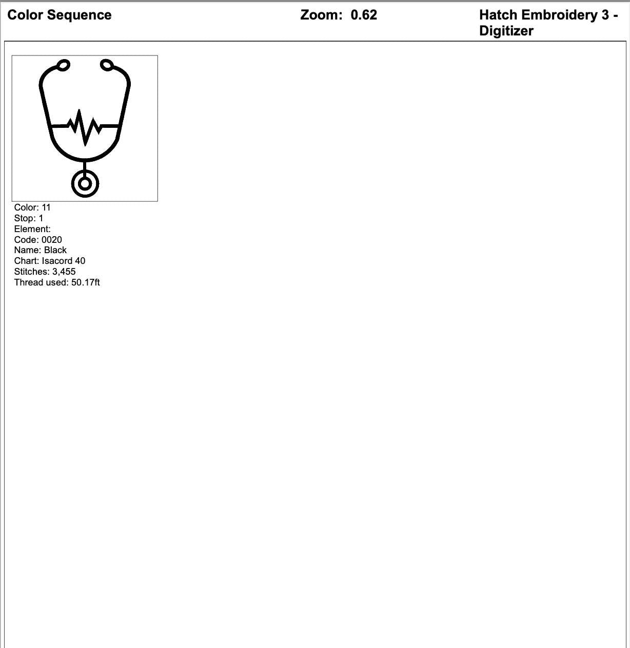 color options for stethoscope heartbeat embroidery design