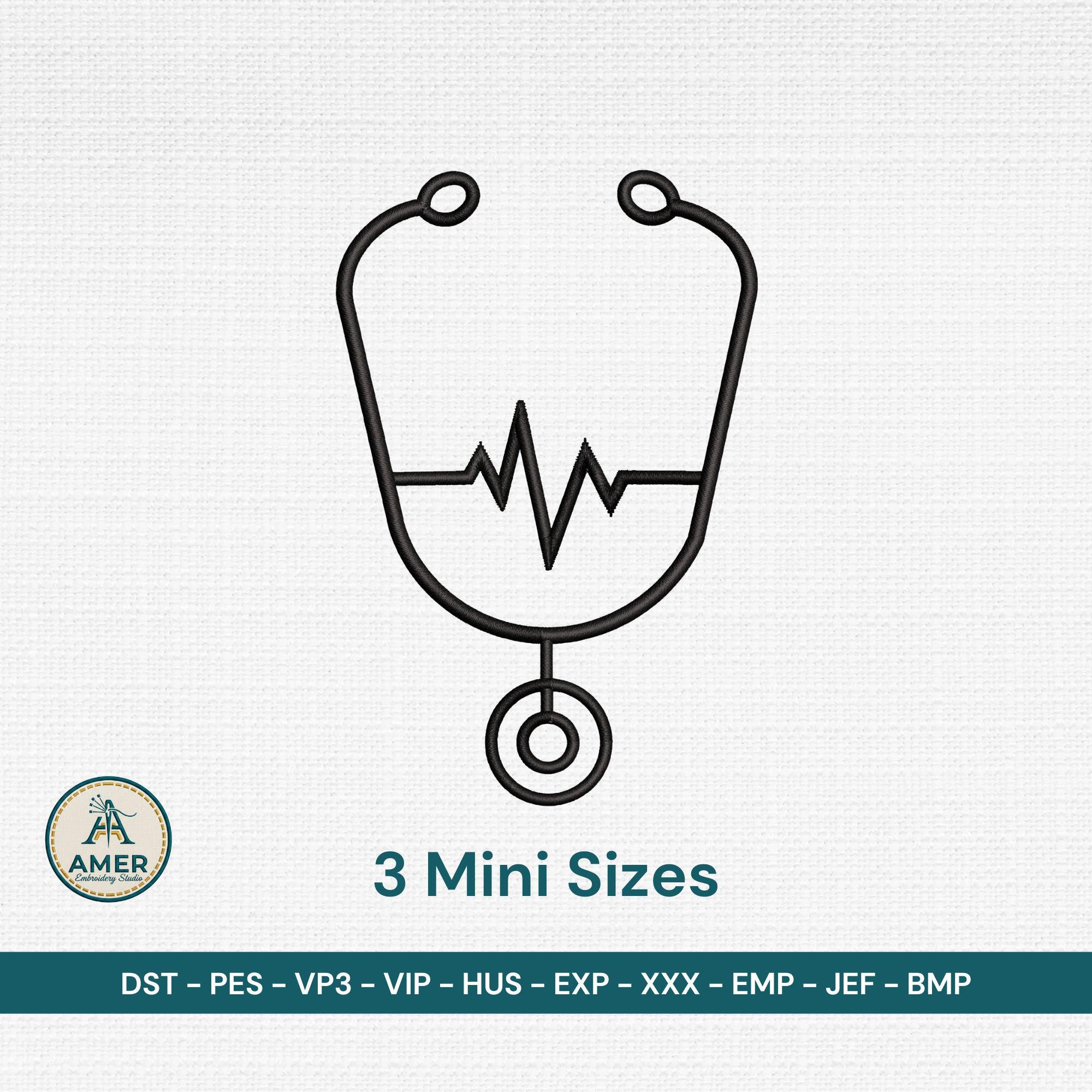 stethoscope heartbeat embroidery design fabric sample