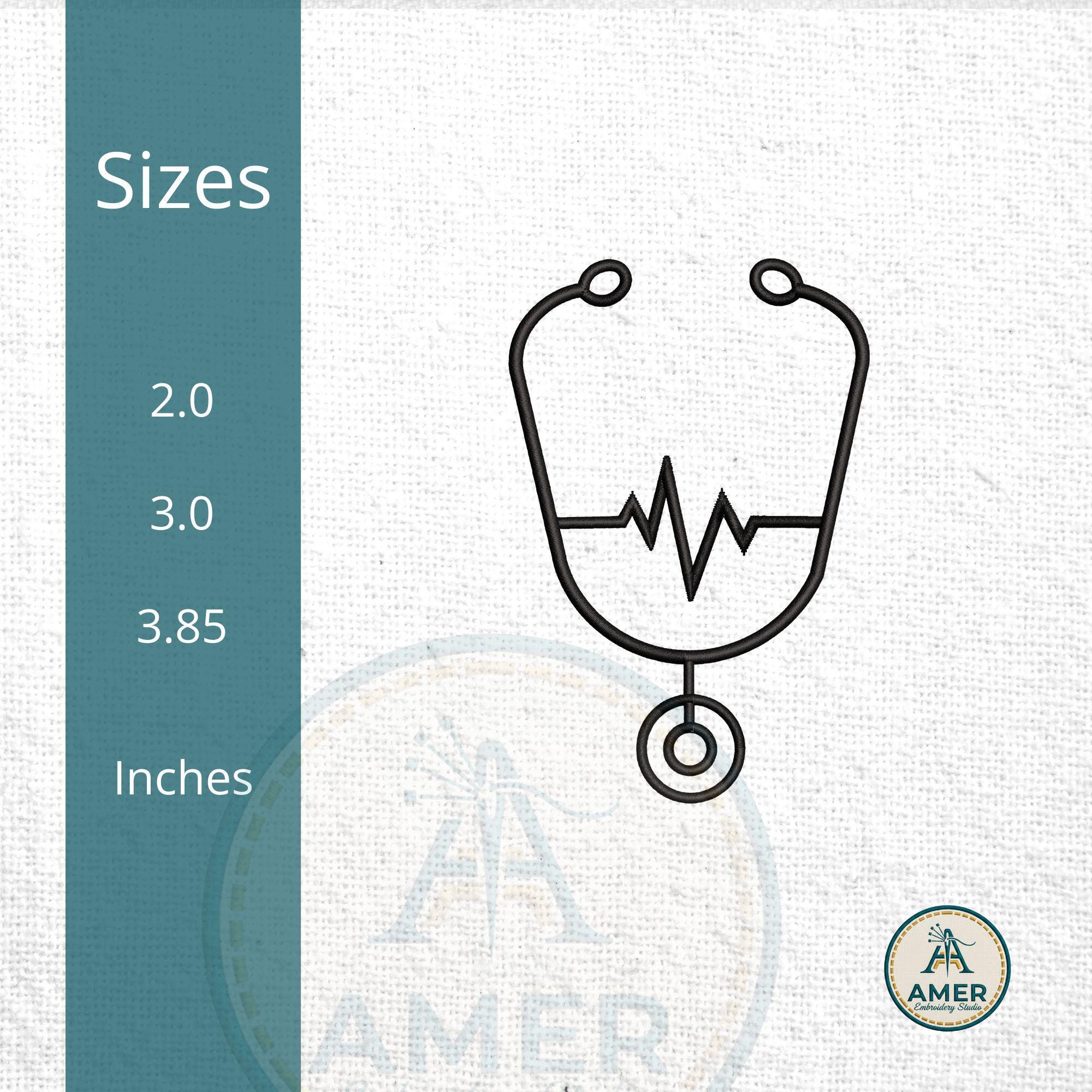 stethoscope heartbeat embroidery design product image 6