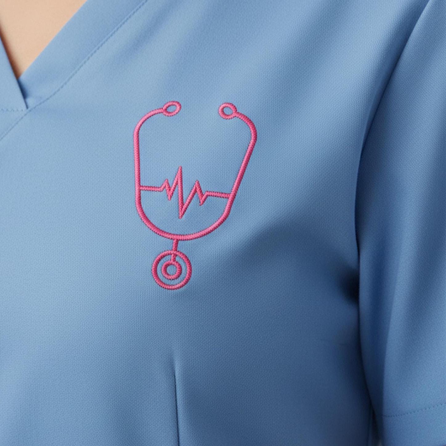 size chart for stethoscope heartbeat embroidery design