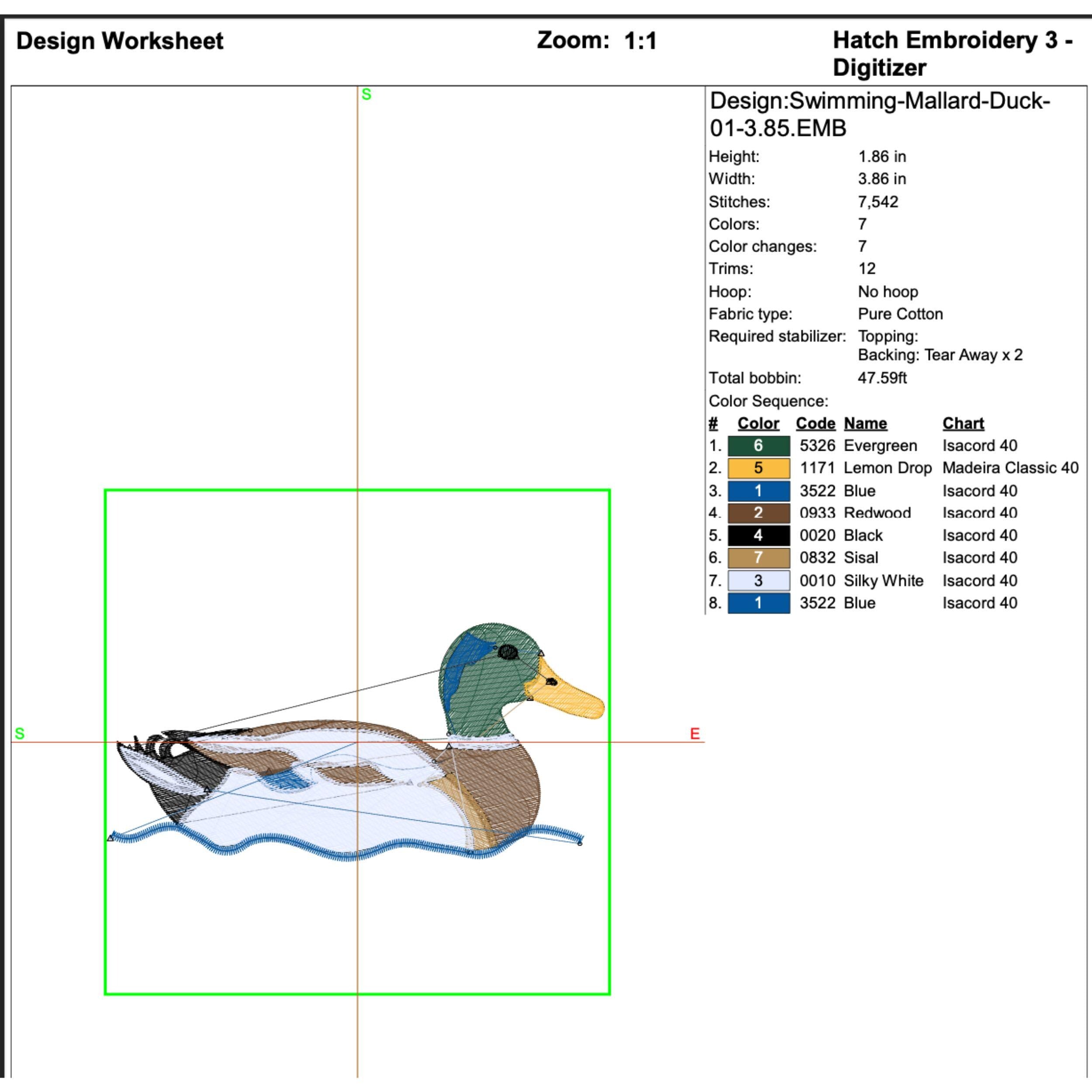 Swimming Mallard Duck Machine Embroidery Design mockup preview 9