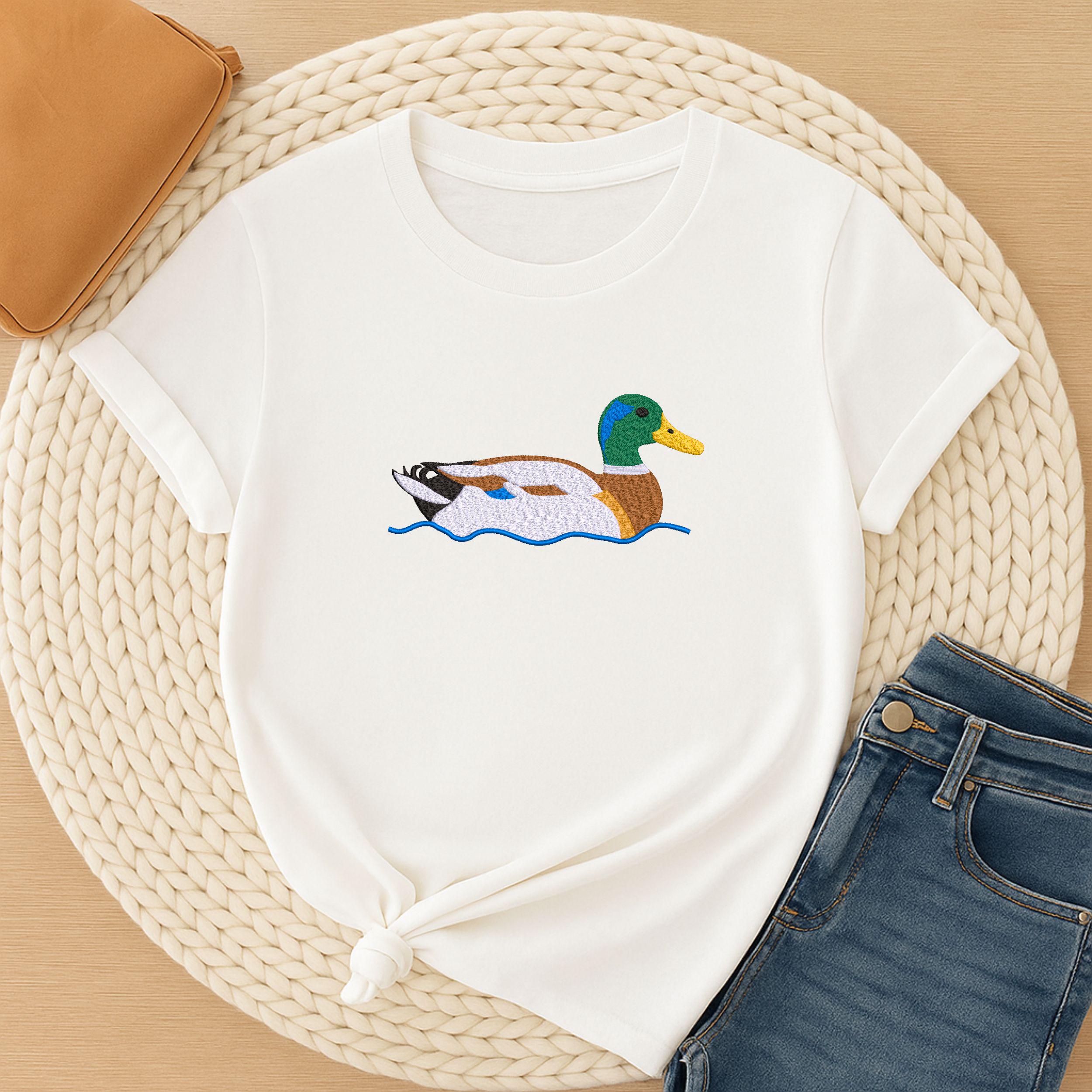 size chart for Swimming Mallard Duck Machine Embroidery Design