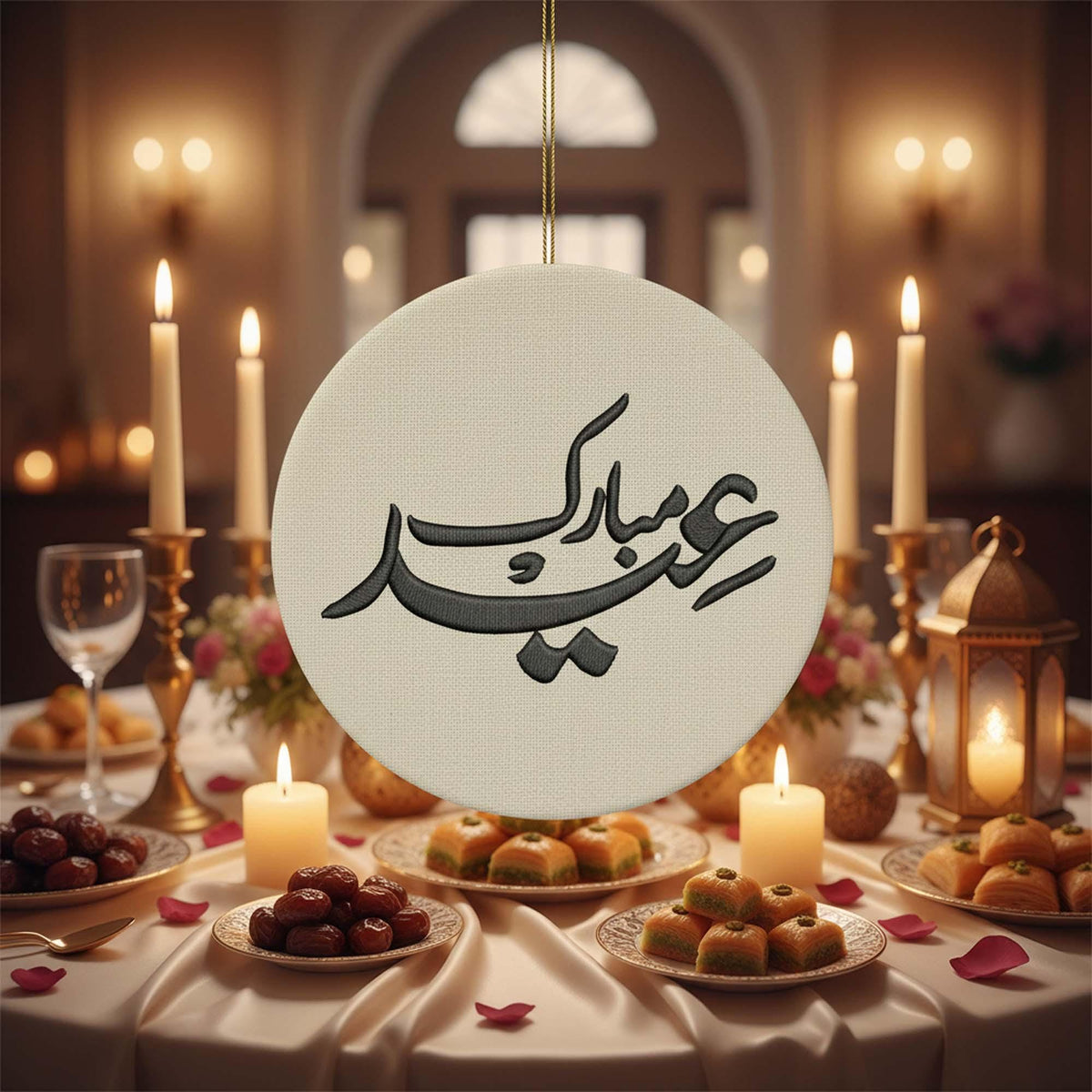 Eid Mubarak Arabic calligraphy embroidery design, Islamic machine embroidery dig