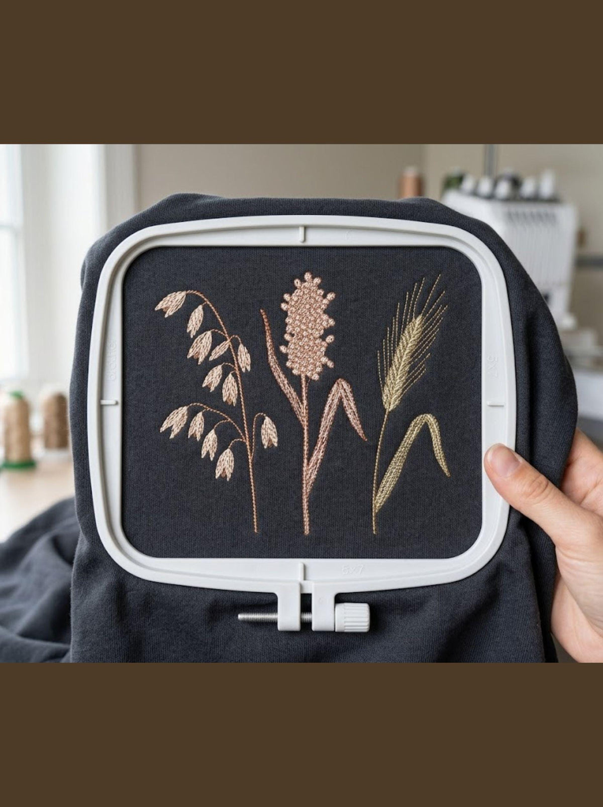 Delicate Meadow Grass Embroidery Design, Botanical Wildflower Machine Embroidery
