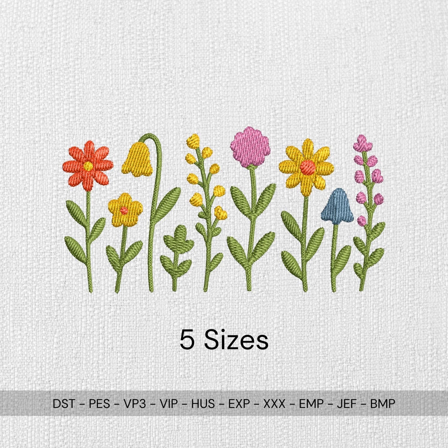 size chart for Wildflower Floral Border Machine Embroidery Design