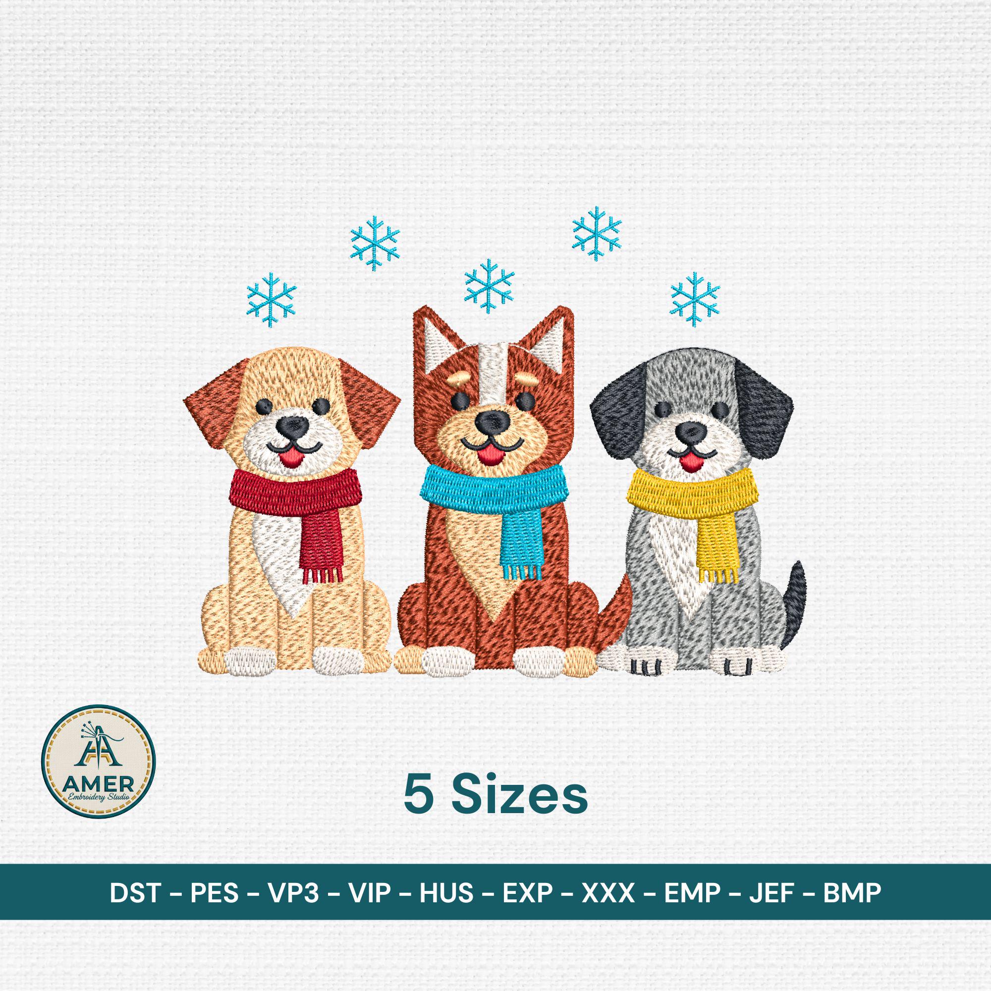 size chart for Winter Dogs Puppies Embroidery