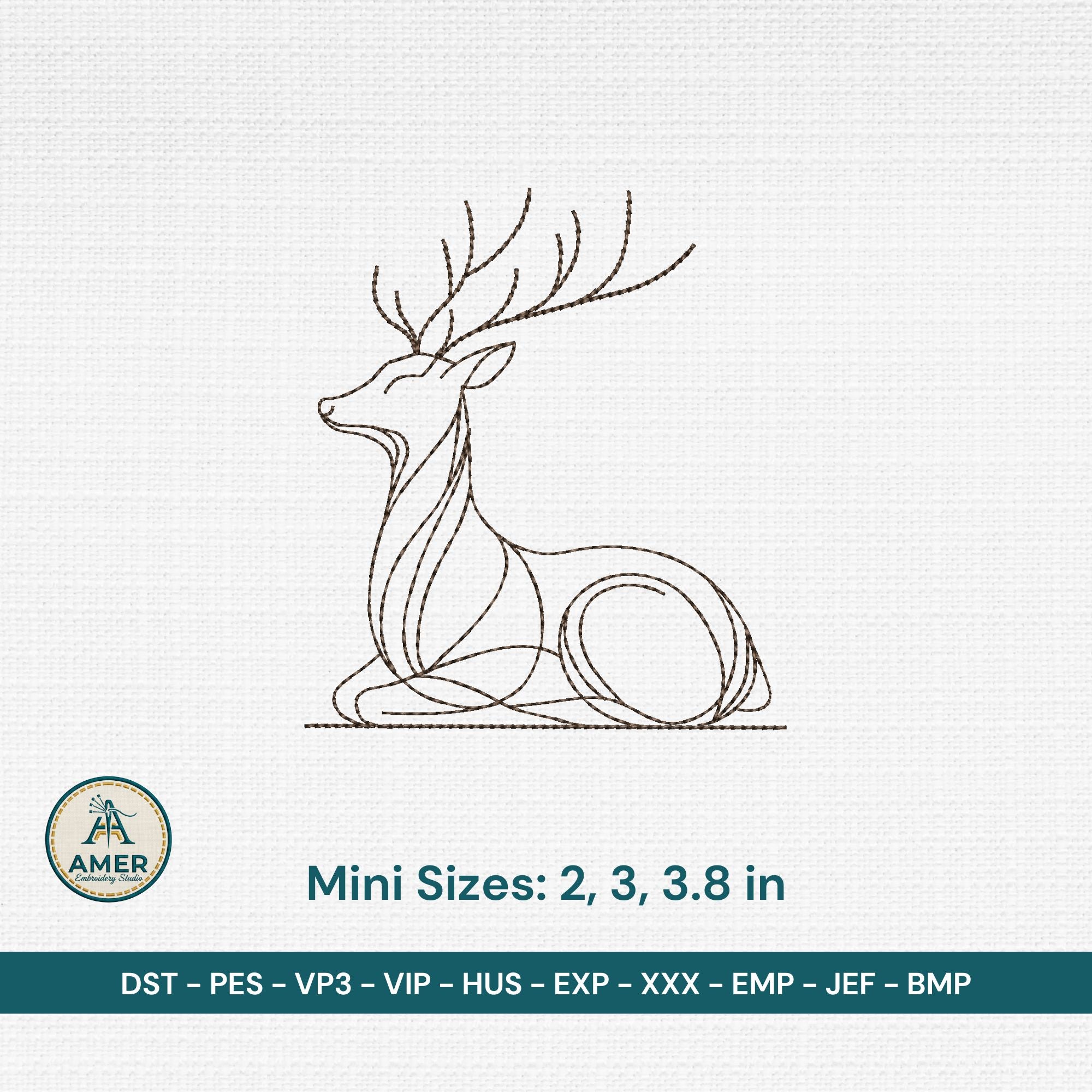 Mini Deer Line Art Embroidery