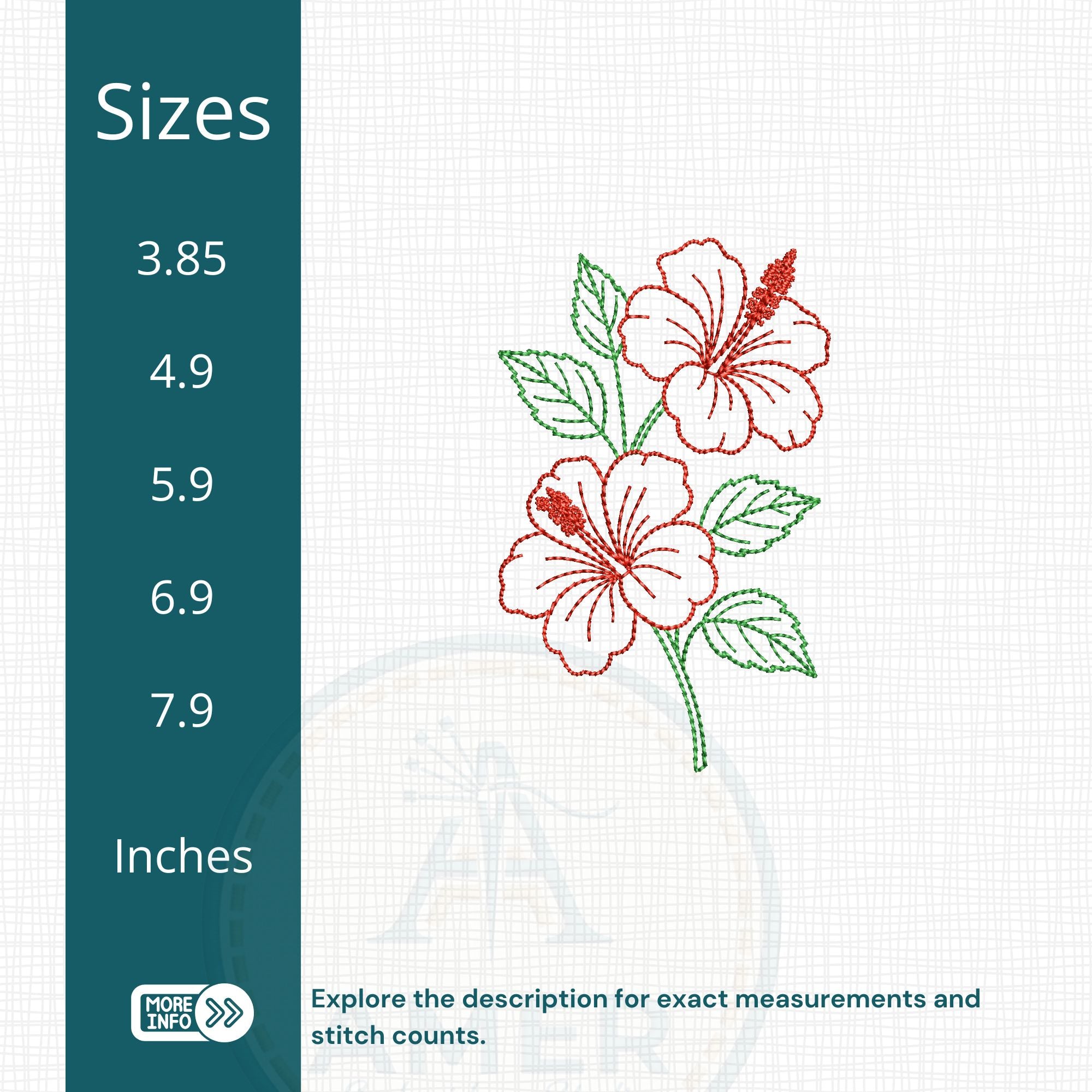 Stickerei mit tropischen Hibiskusblüten
