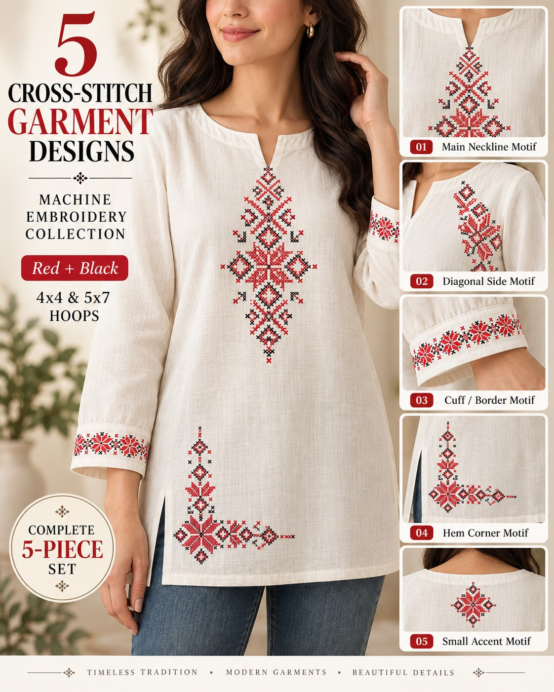Traditional Cross Stitch Garment Embroidery Set