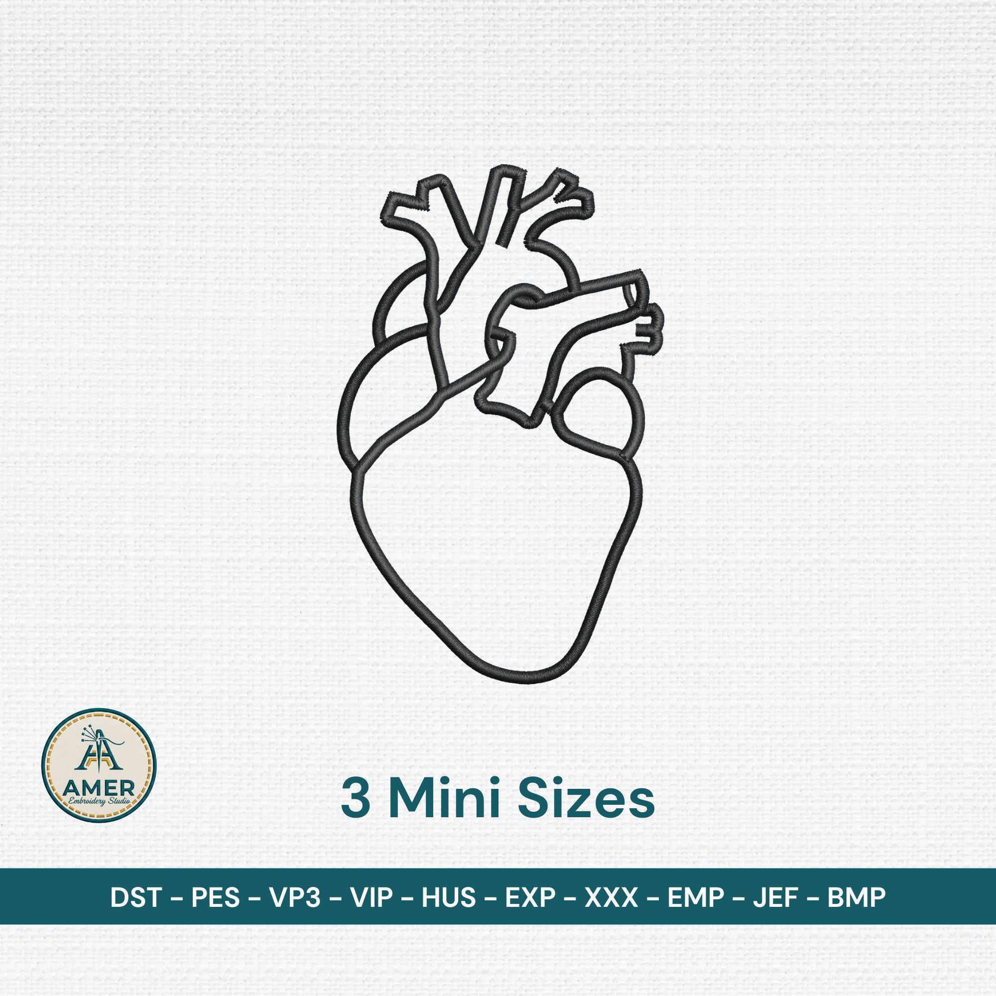 Anatomical Heart Line Art Embroidery main preview