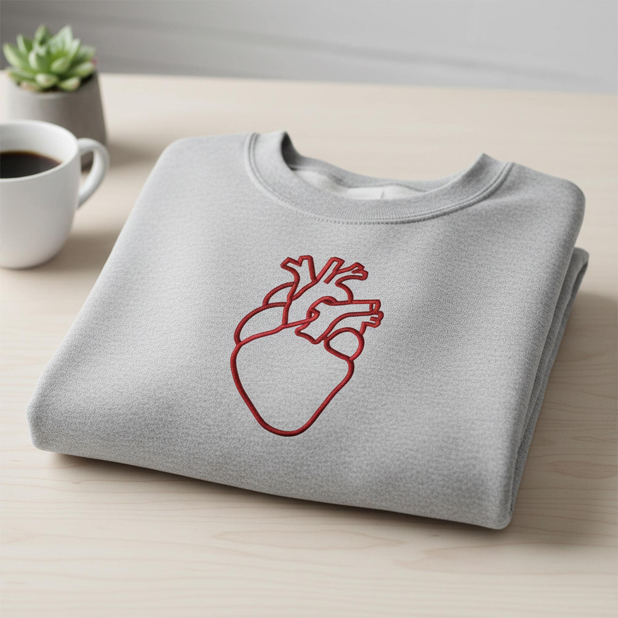 Anatomical Heart Line Art Embroidery mockup preview 2