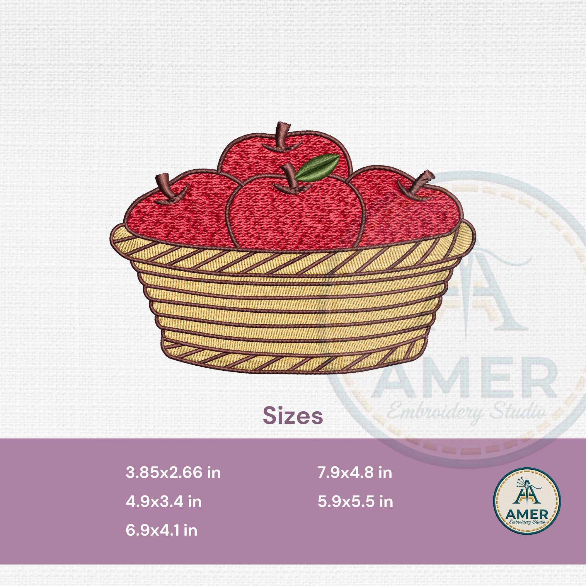 Apple Basket Fall Farmhouse Machine Embroidery Design mockup preview 2