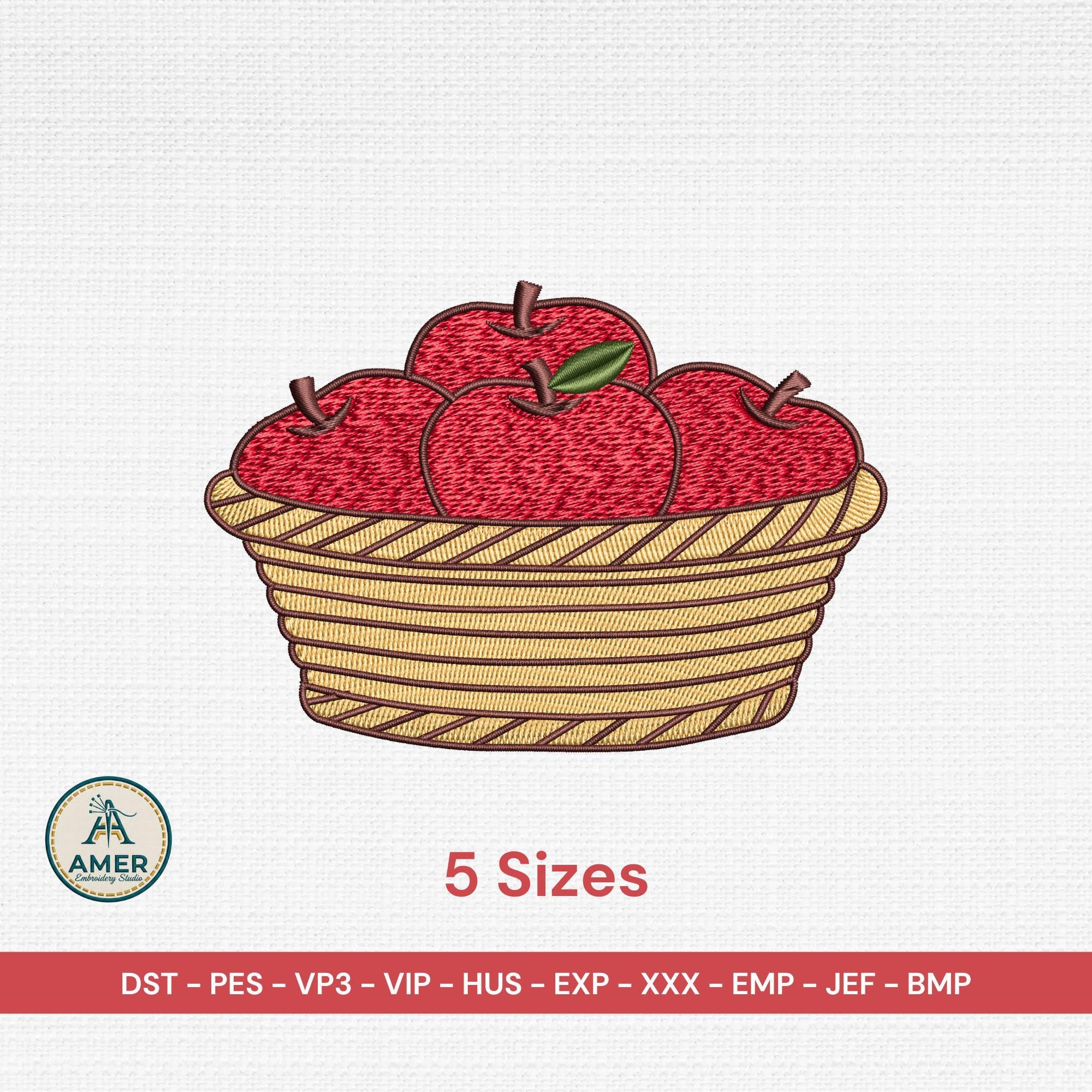 size chart for Apple Basket Fall Farmhouse Machine Embroidery Design