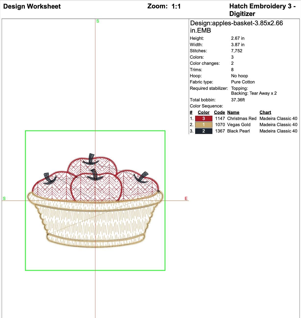 Apple Basket Motif Fill Machine Embroidery Design mockup preview 3