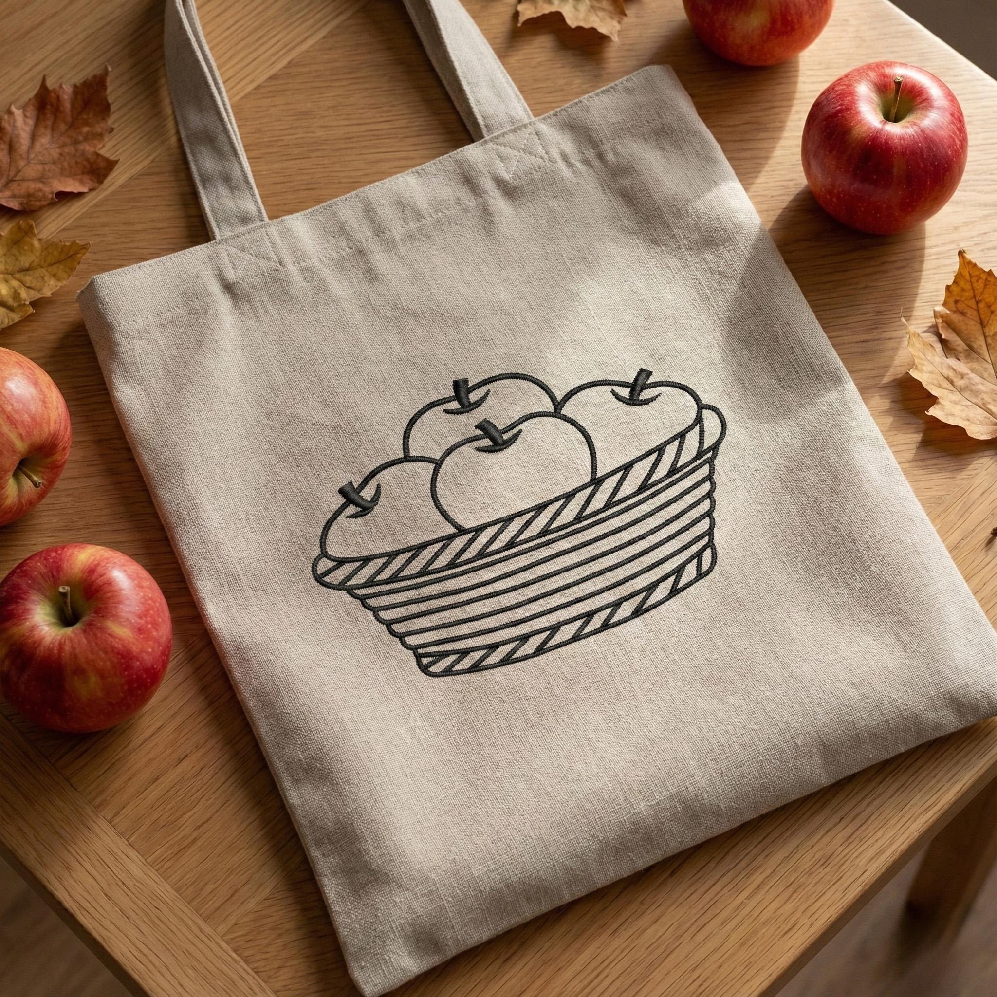 Apple Basket Outline Machine Embroidery Design main preview