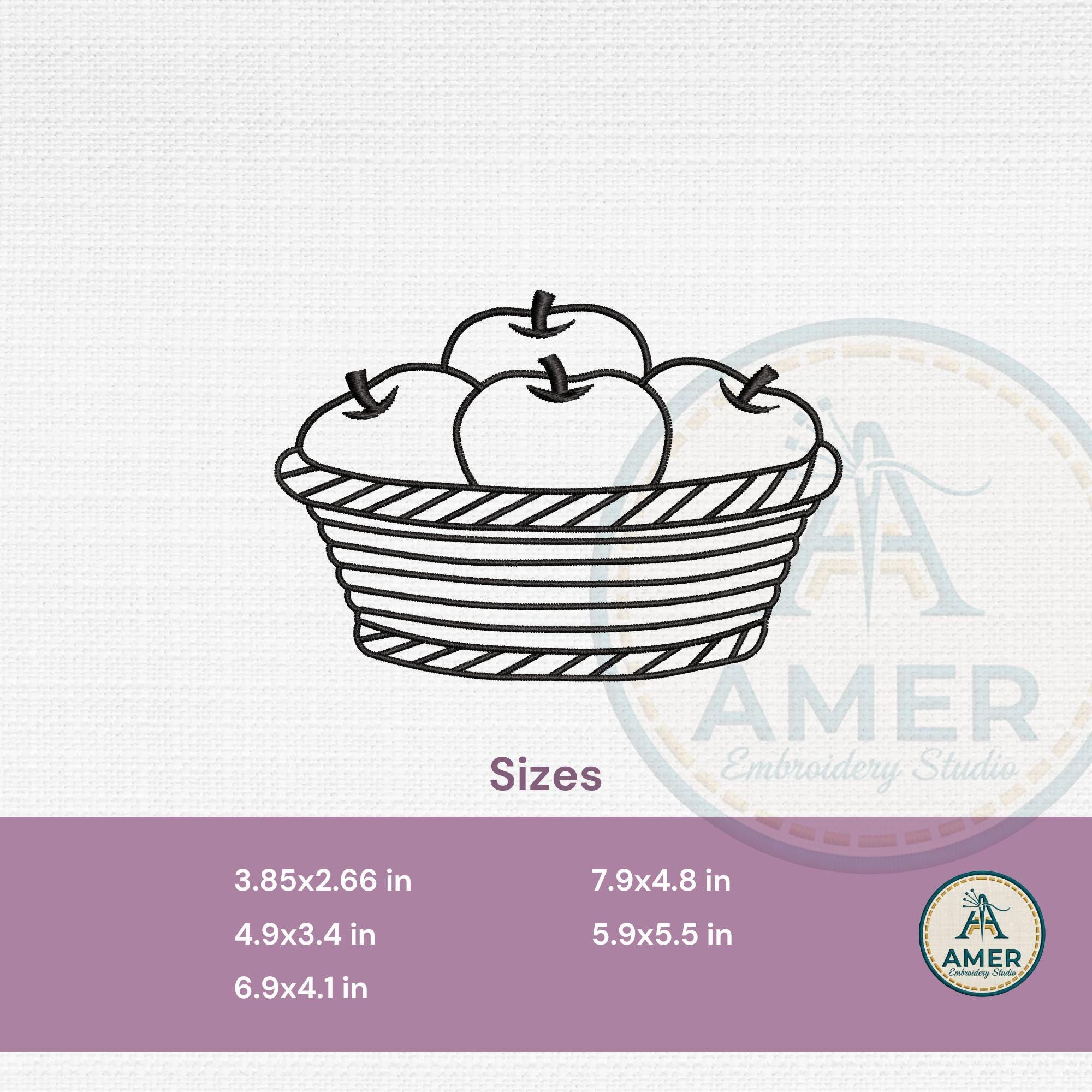 Apple Basket Outline Machine Embroidery Design mockup preview 2