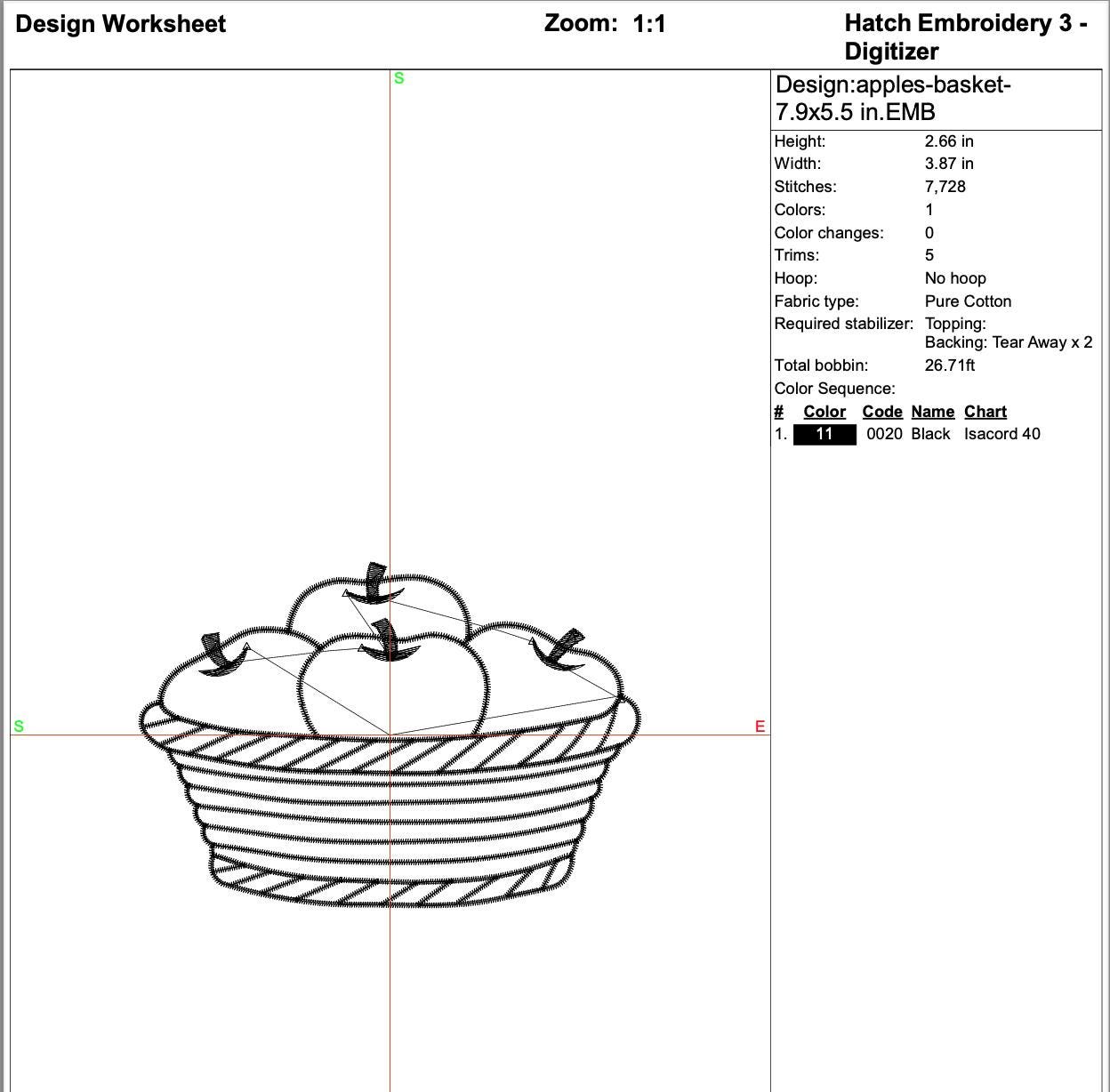 Apple Basket Outline Machine Embroidery Design mockup preview 3