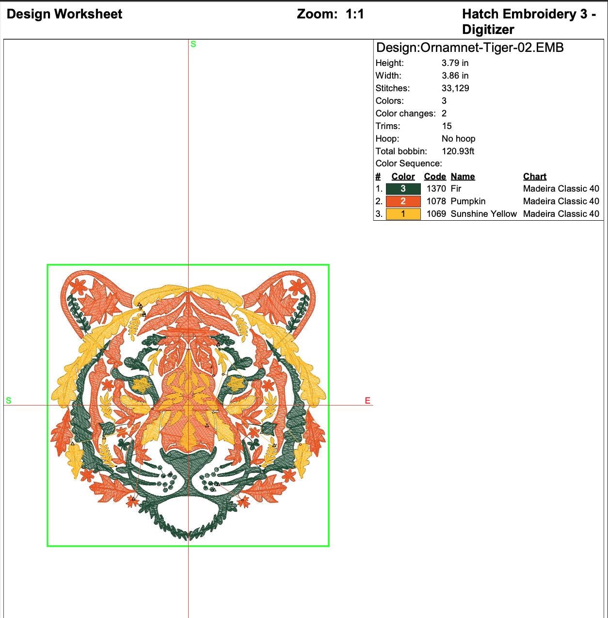 Autumn Tiger Machine Embroidery Design mockup preview 8