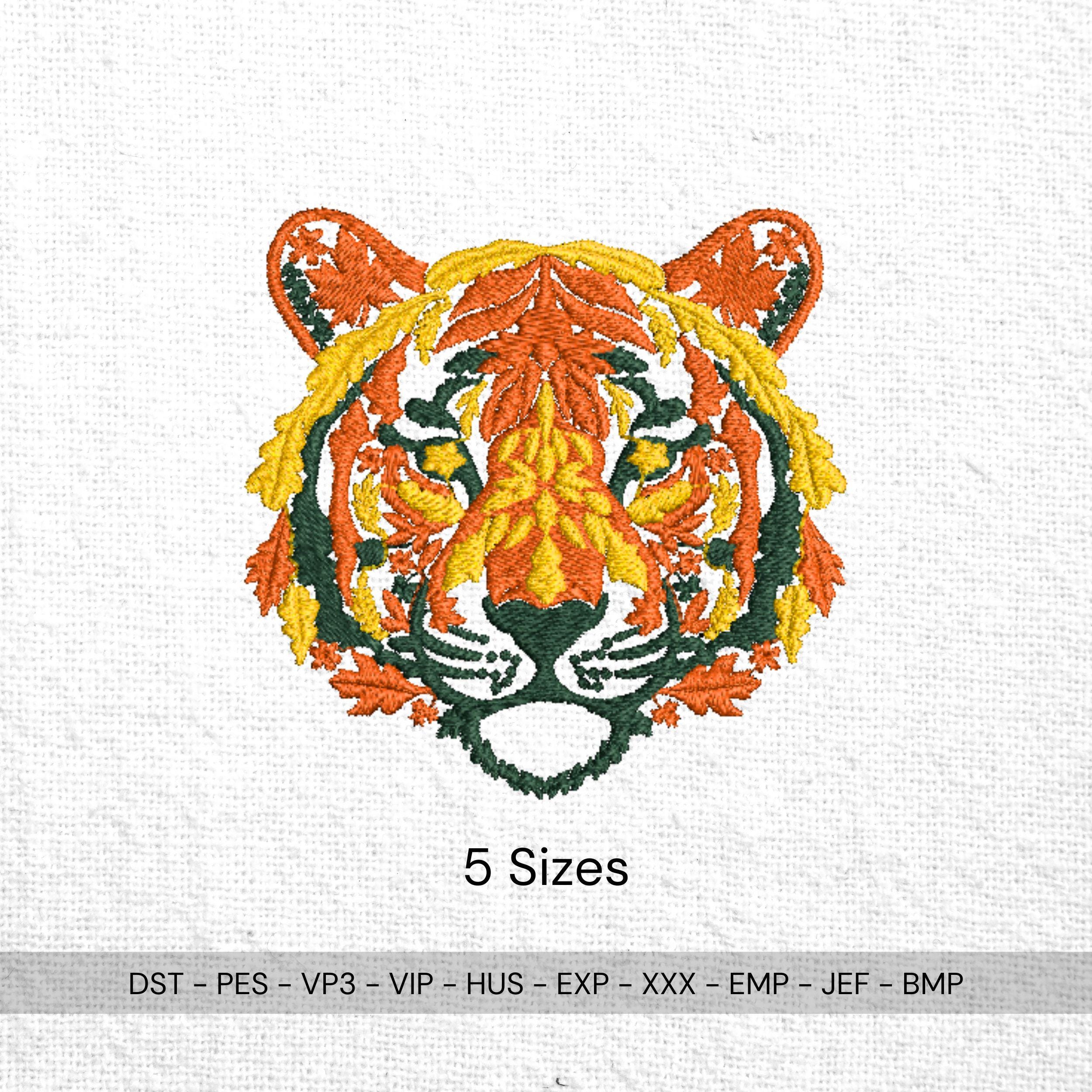 size chart for Autumn Tiger Machine Embroidery Design