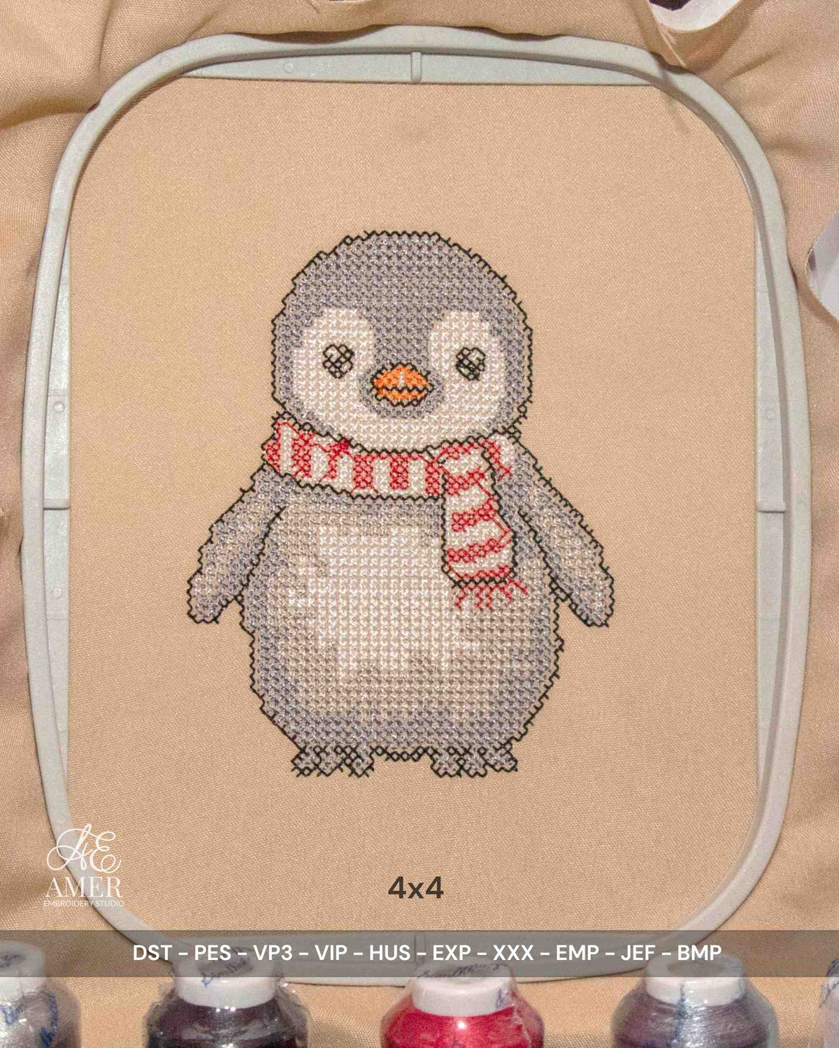 Baby Penguin Cross Stitch Machine Embroidery