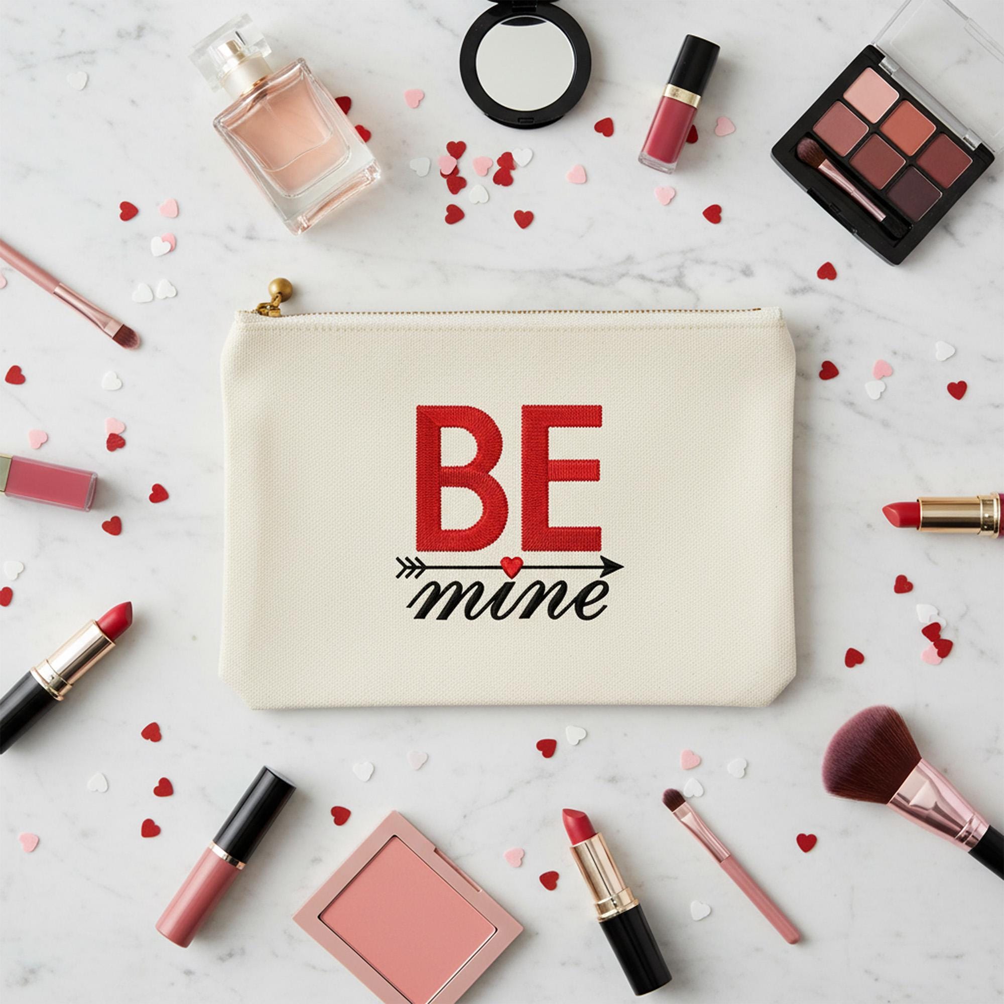 close-up preview of Be Mine Text Machine Embroidery Design