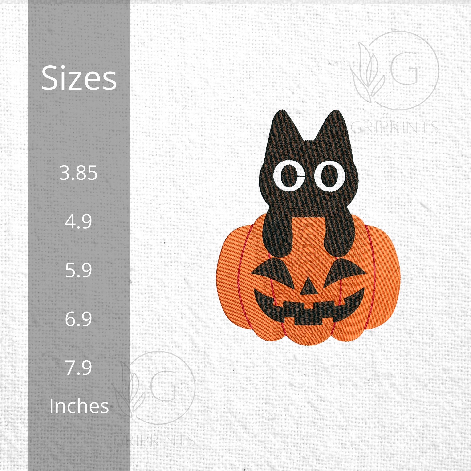 Black Cat on Pumkin Halloween Embroidery mockup preview 2