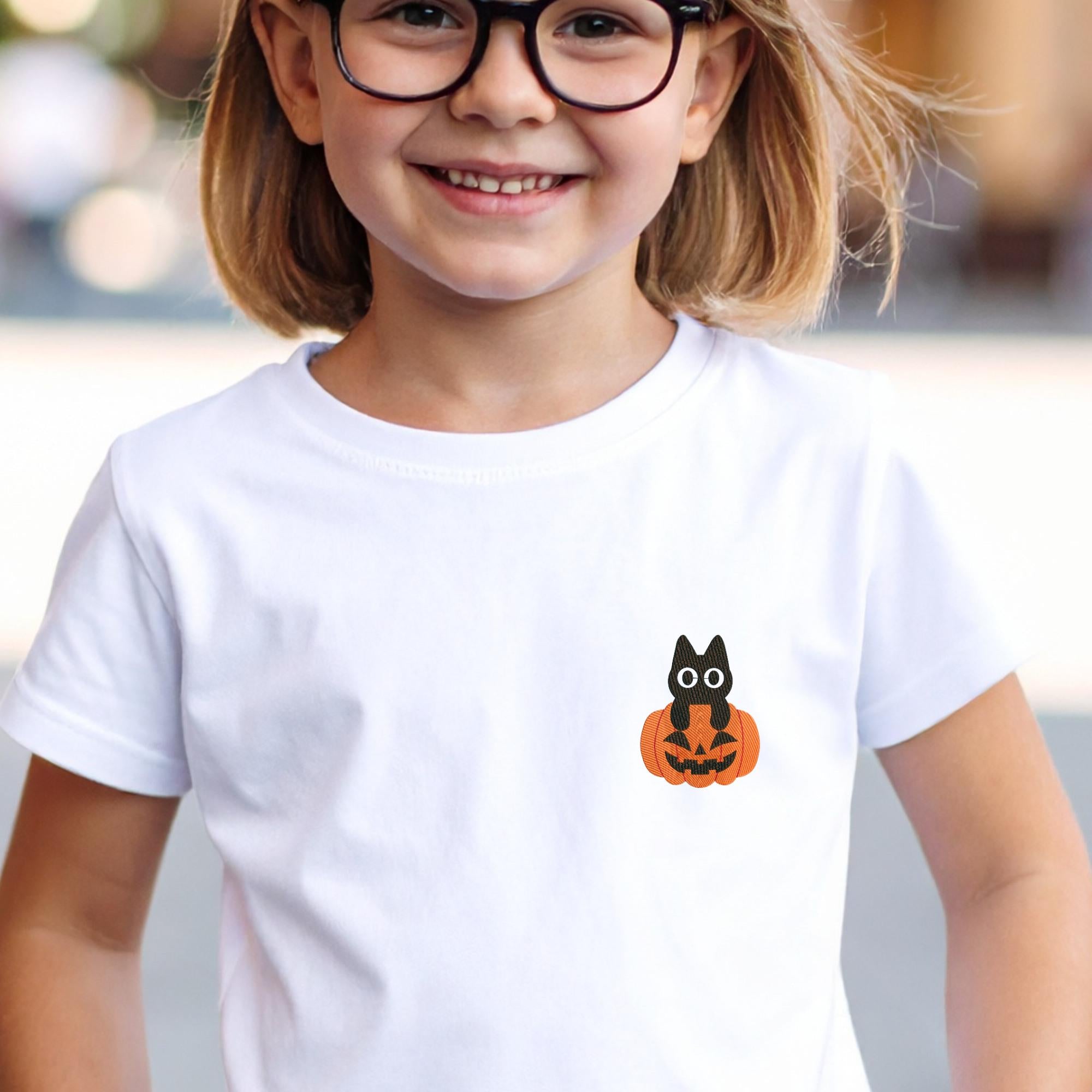 Black Cat on Pumkin Halloween Embroidery mockup preview 8