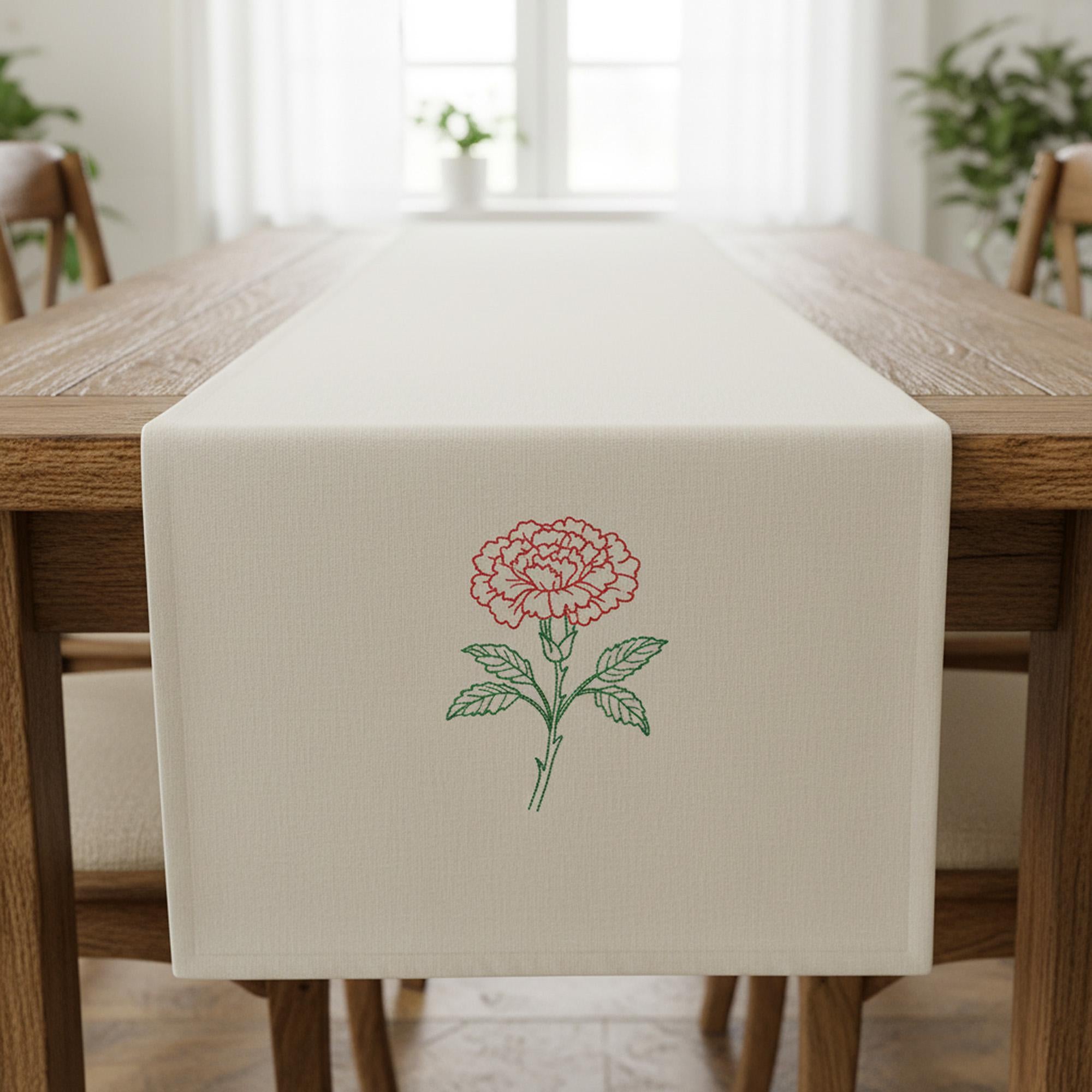 close-up preview of Carnation Outline Flower Machine Embroidery Design