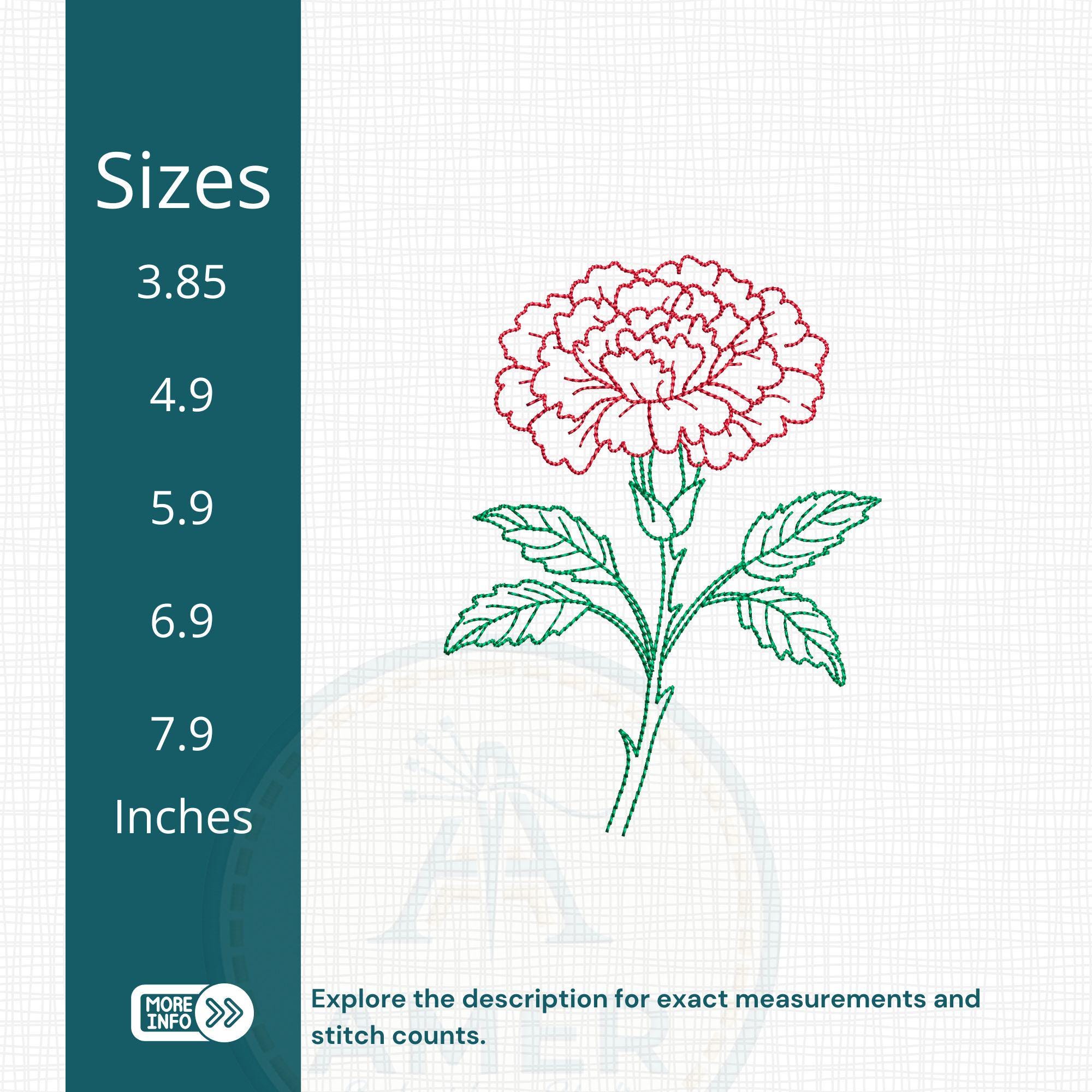 Carnation Outline Flower Machine Embroidery Design mockup preview 7