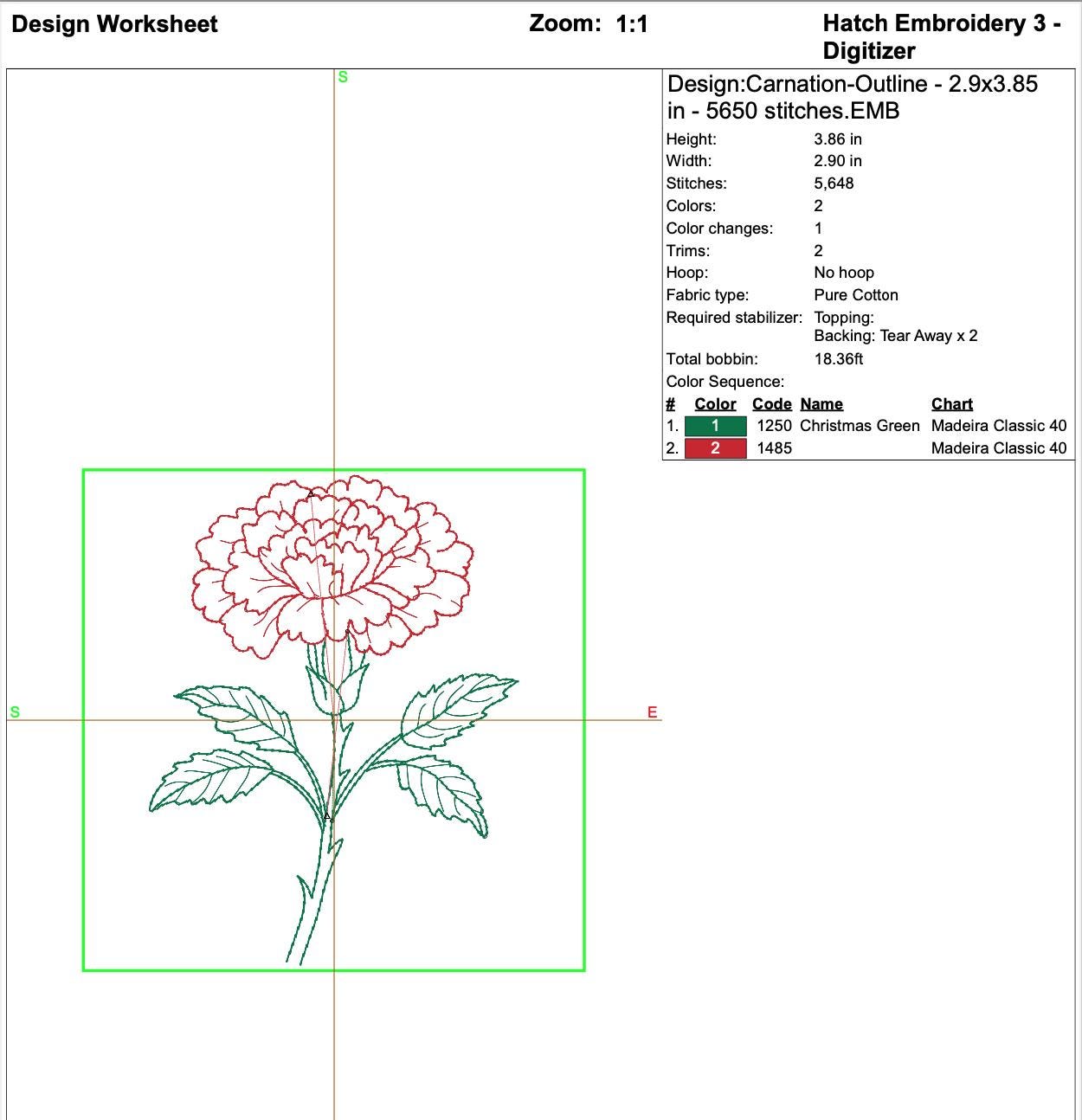 Carnation Outline Flower Machine Embroidery Design mockup preview 8