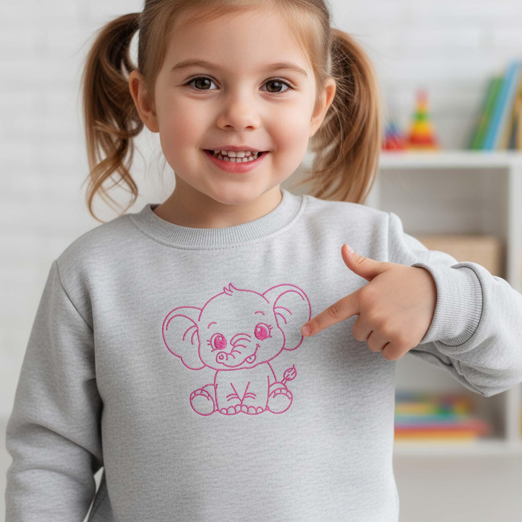 Cartoon Baby Elephant Machine Embroidery Design mockup preview 3