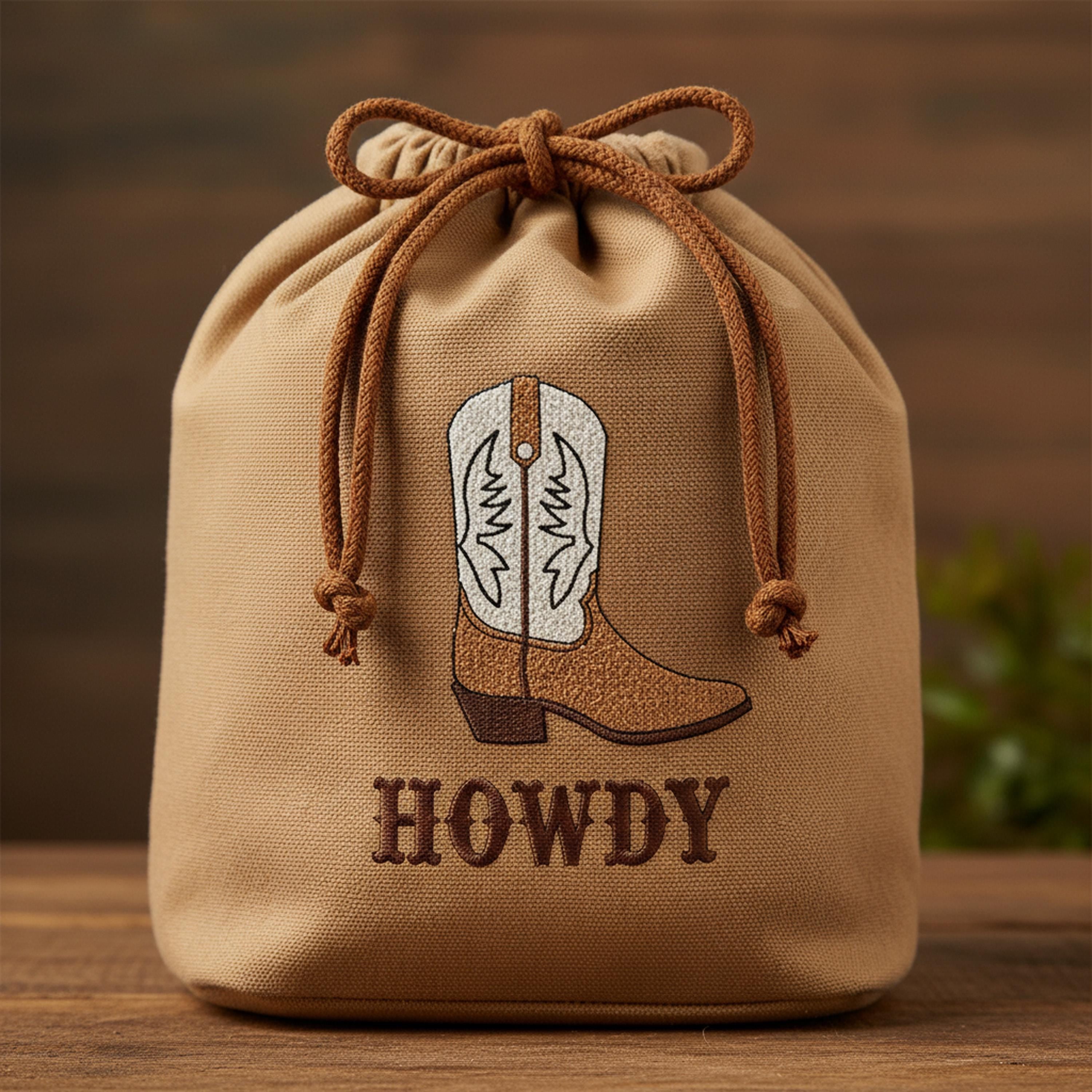 close-up stitch detail of Cowboy Boot Machine Embroidery Design