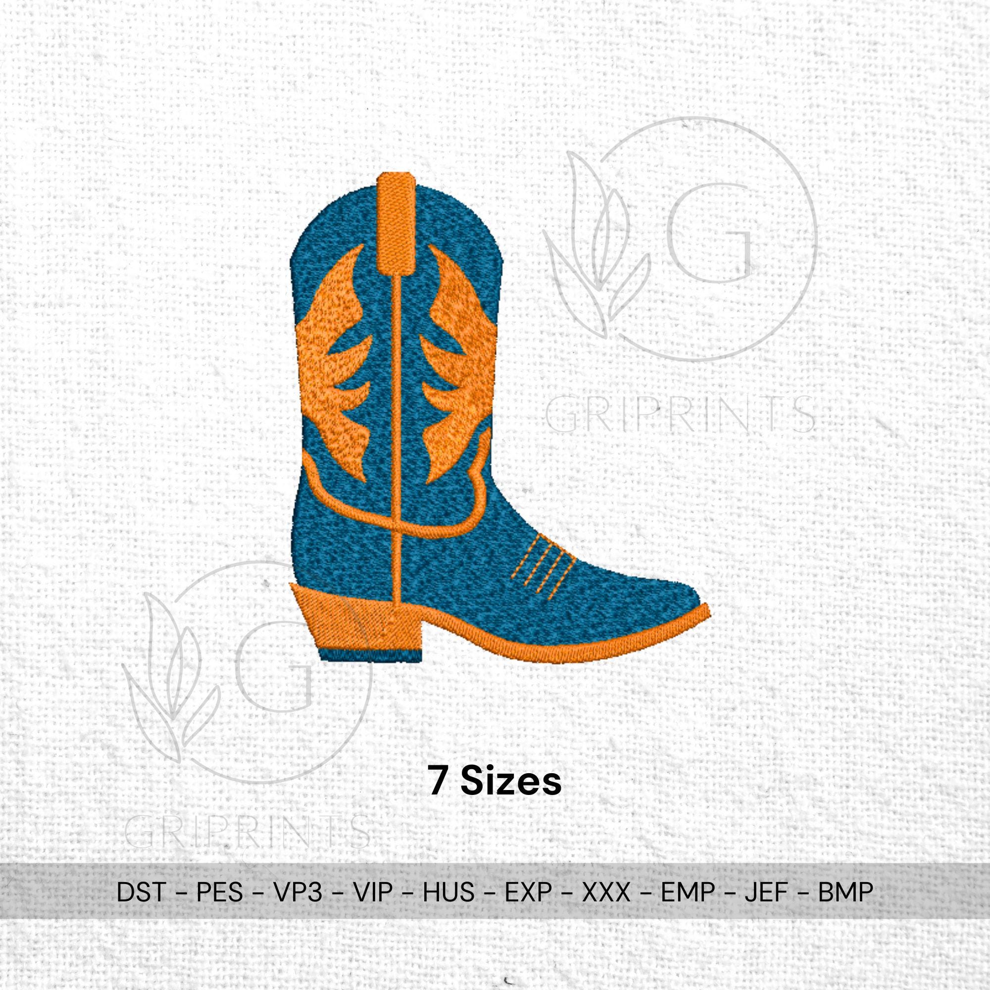 size chart for Cowboy Boot – Western Machine Embroidery Design
