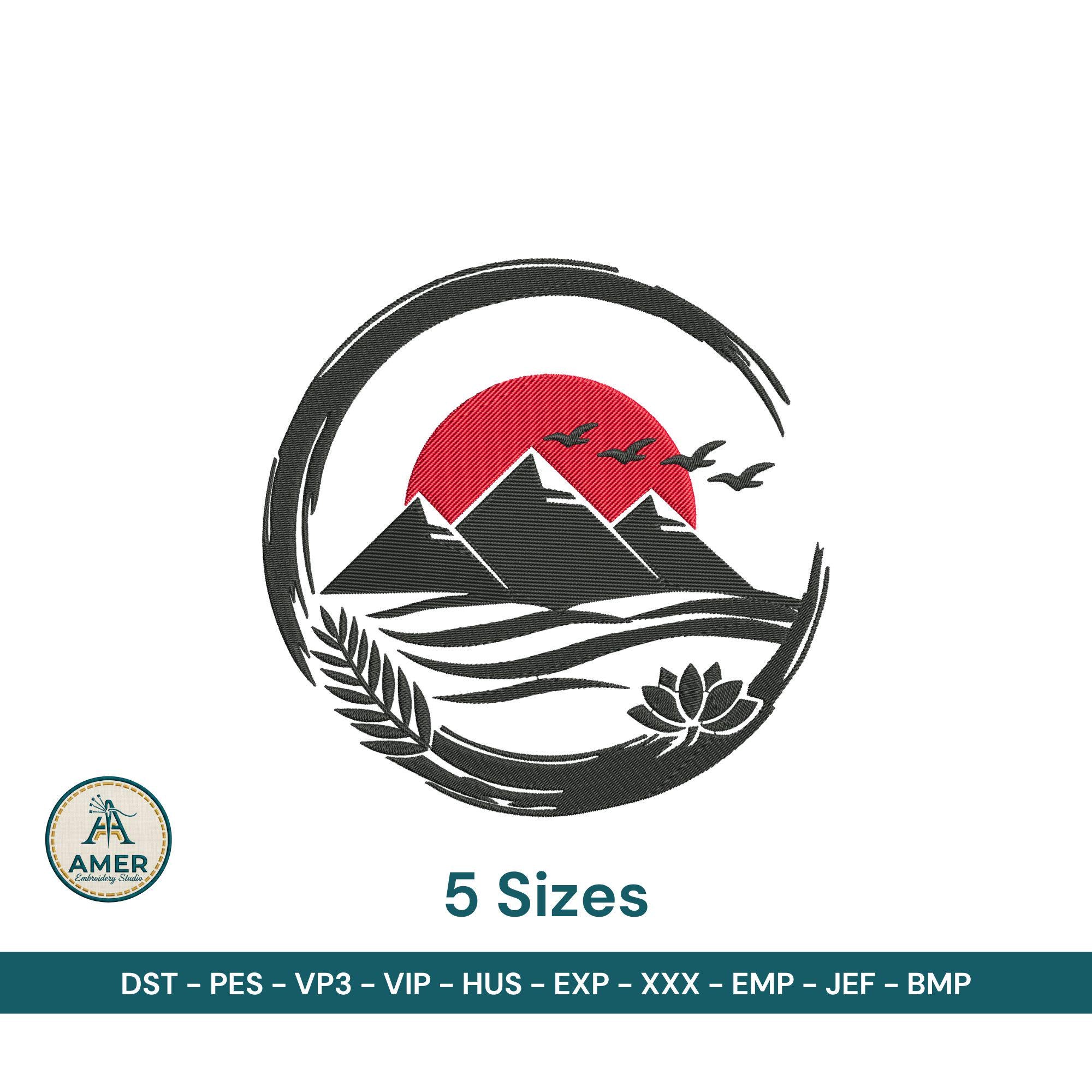 Egyptian Pyramids Zen Enso Machine Embroidery Design mockup preview 3