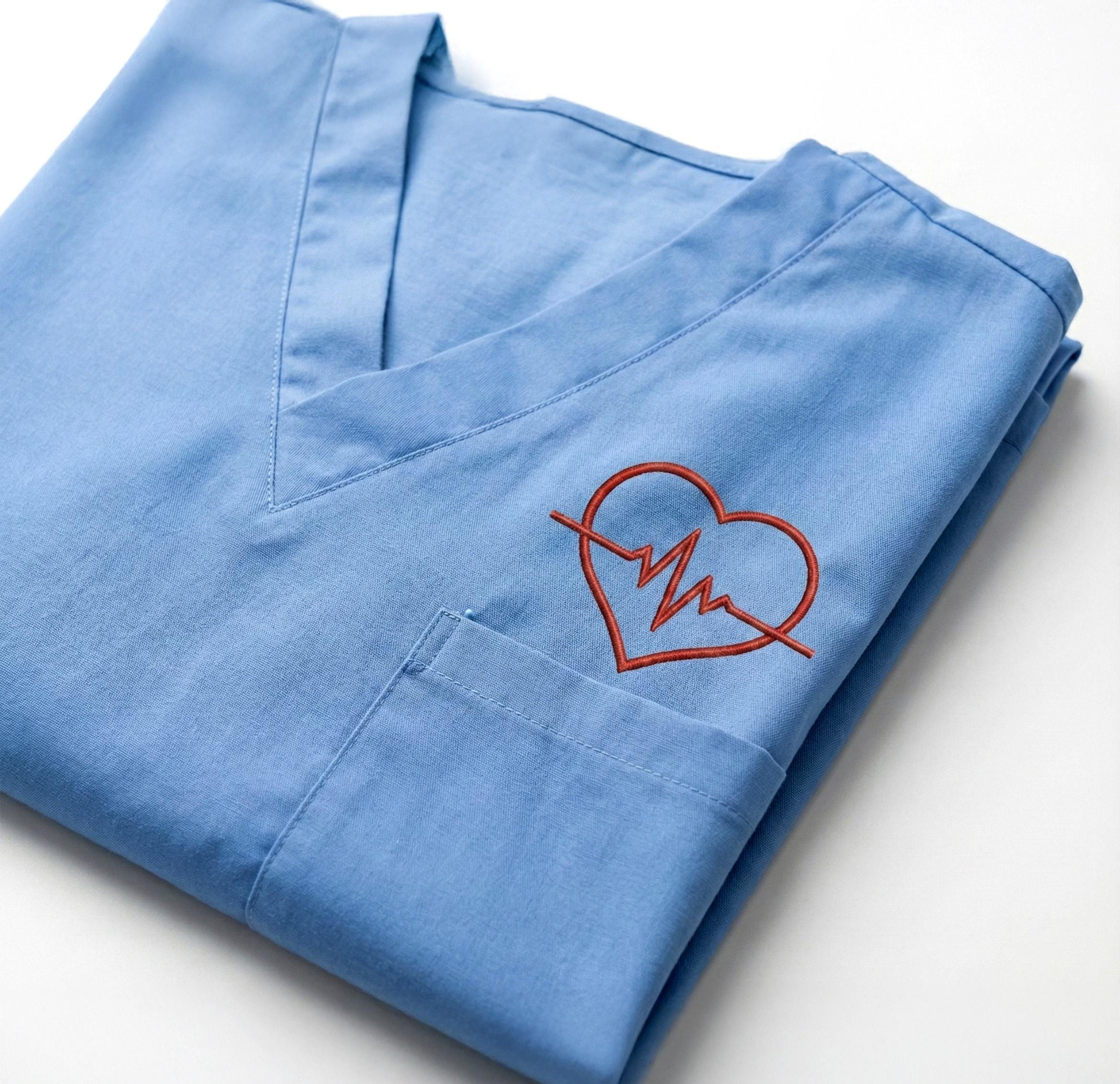 close-up preview of Ekg Heartbeat Nurse Machine Embroidery Design
